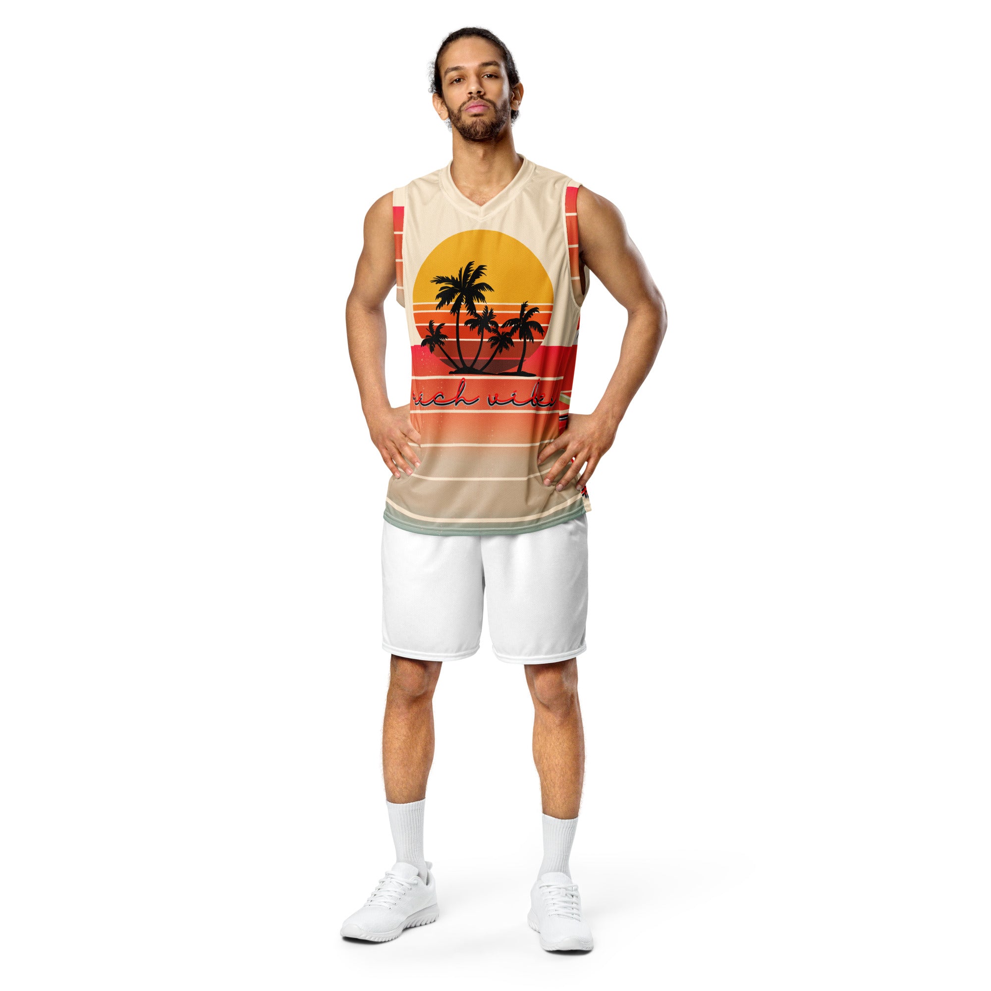 Rich Vibes Rich Drip Golden Sunset - Recycled unisex basketball jersey