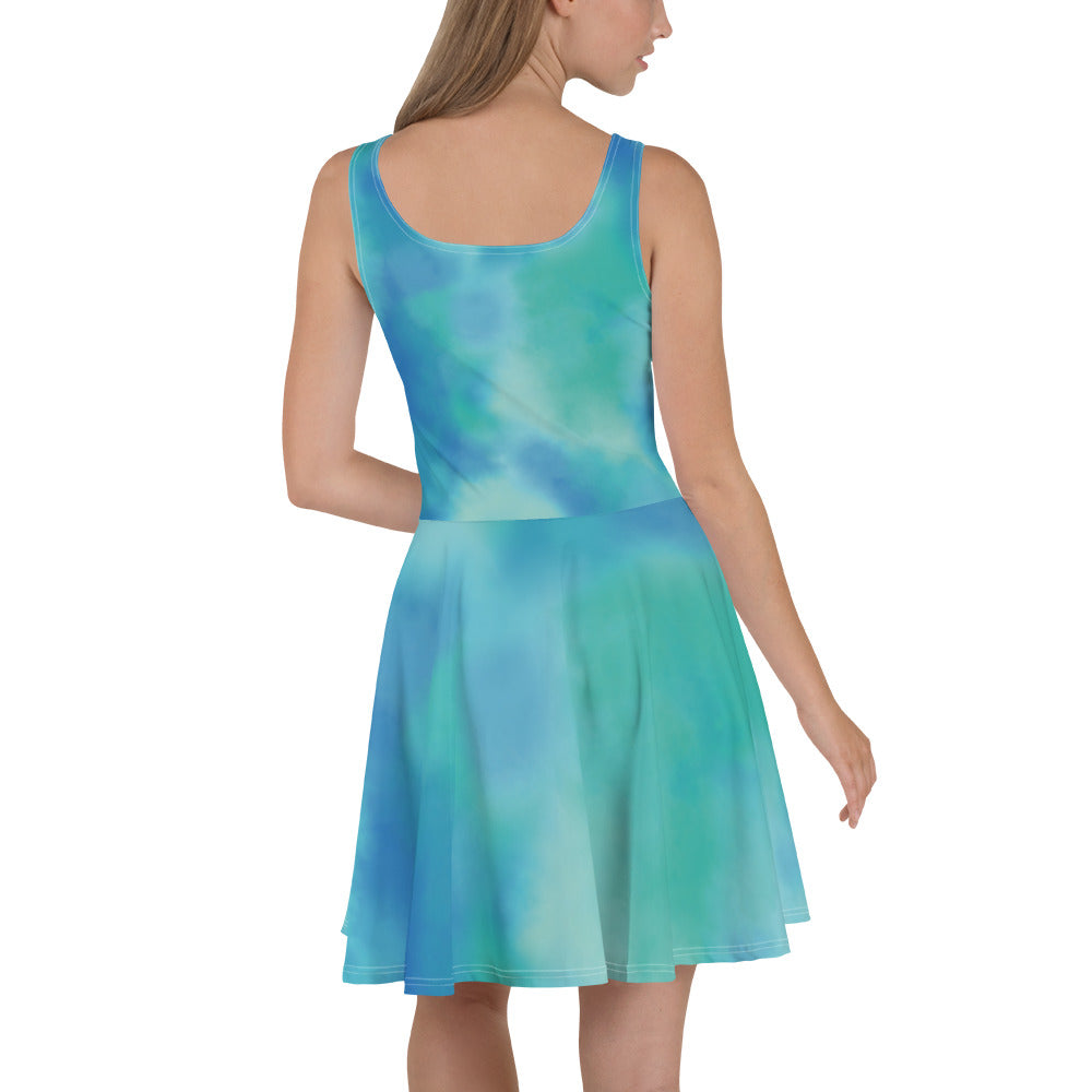 Rich Vibes RV Colorful Palm Tree Silhouette Volt Watercolor - Skater Dress