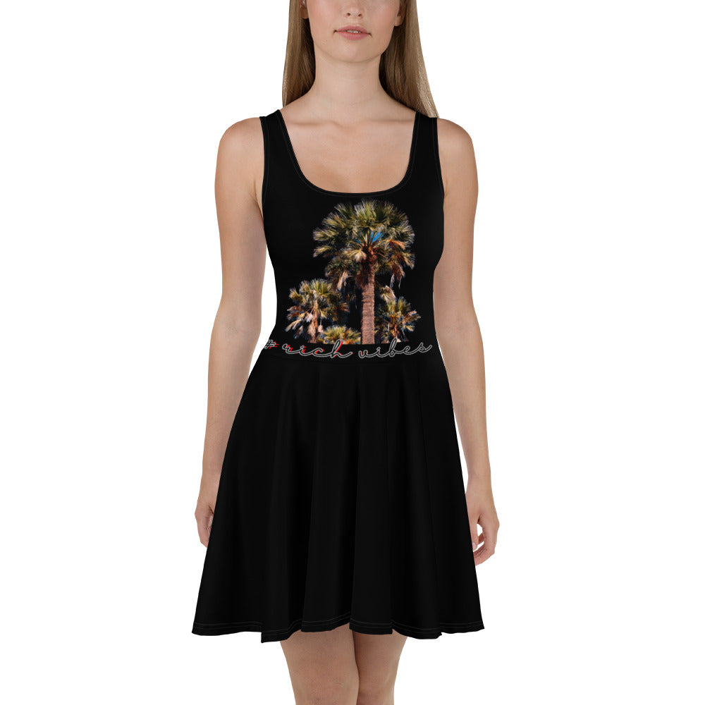 Rich Vibes RV Palm Tree Silhouette Black - Skater Dress