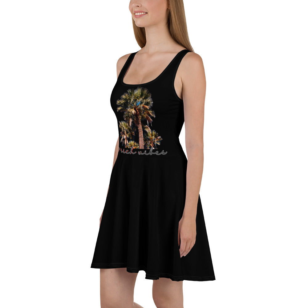 Rich Vibes RV Palm Tree Silhouette Black - Skater Dress