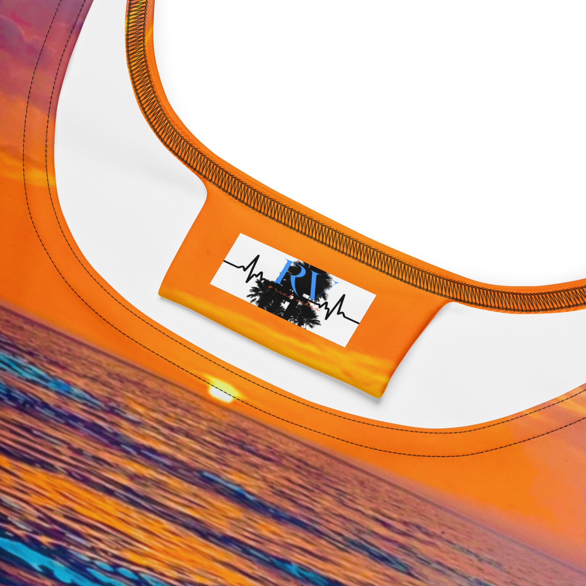 Rich Vibes RV Palm Tree Silhouette Stormy Blue Beach Sunset - Skater Dress