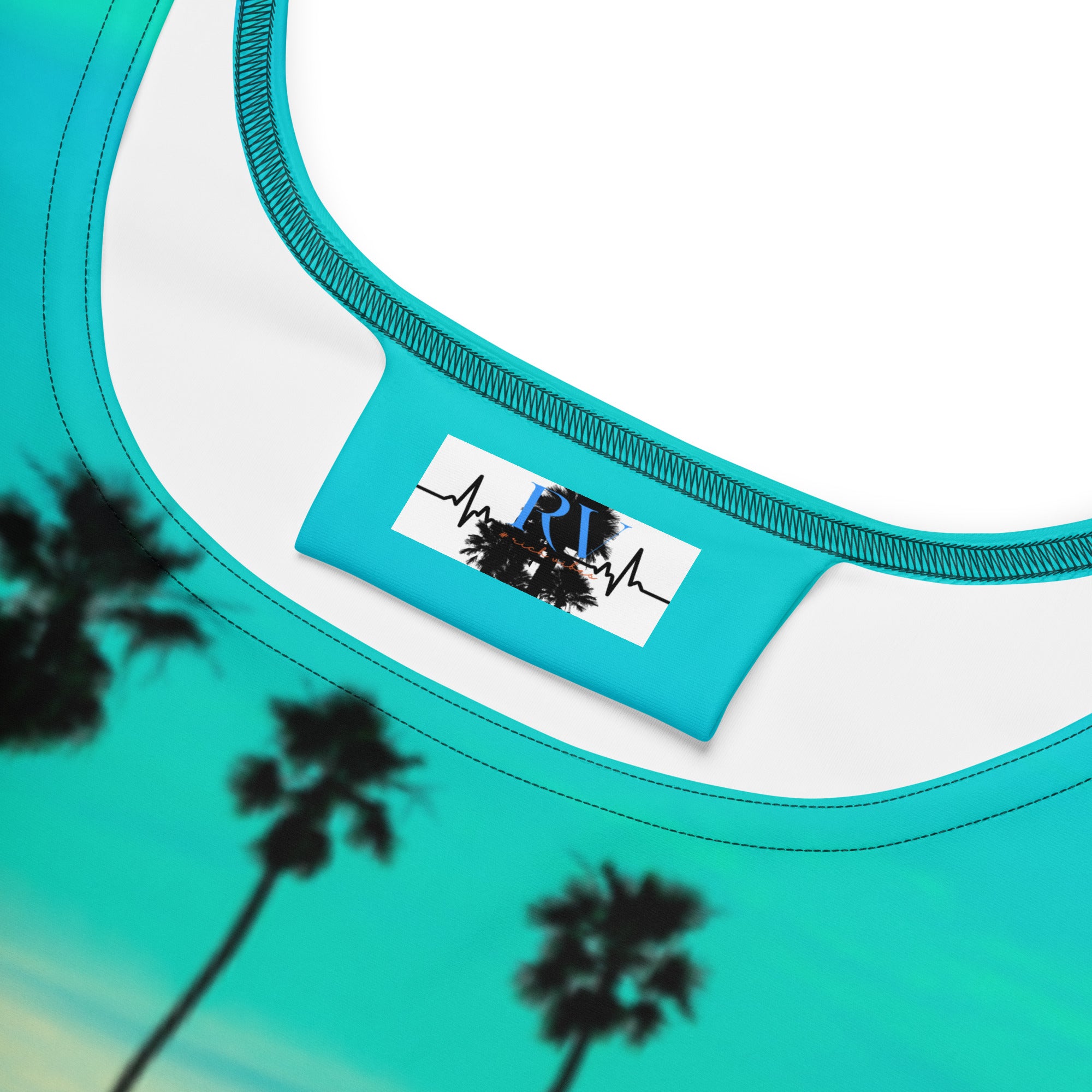 Rich Vibes RV Palm Tree Silhouette Rainbow Beach Sunset - Skater Dress