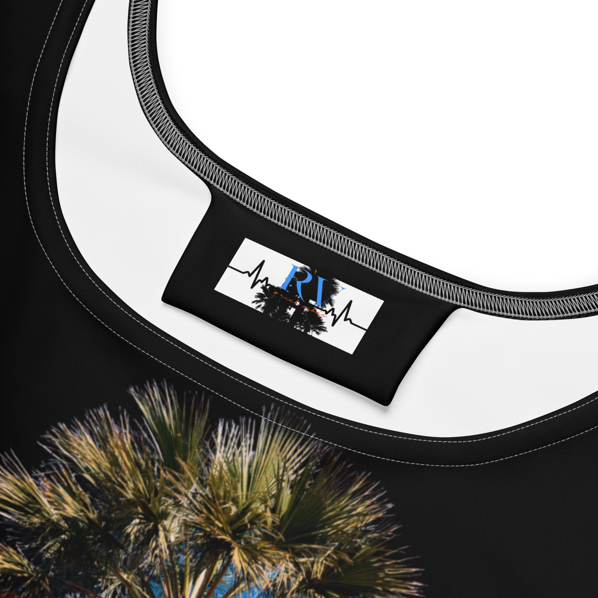 Rich Vibes RV Colorful Palm Tree Silhouette Volt Black - Skater Dress