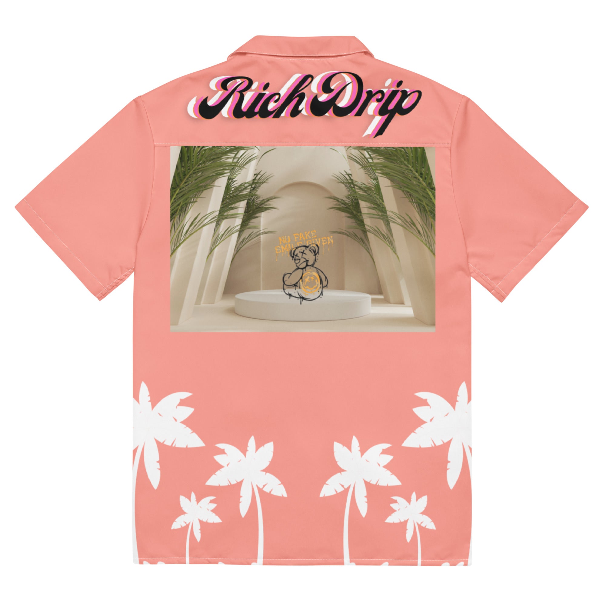 Rich Vibes No Fake Smiles Given Platform - Unisex button shirt Peach