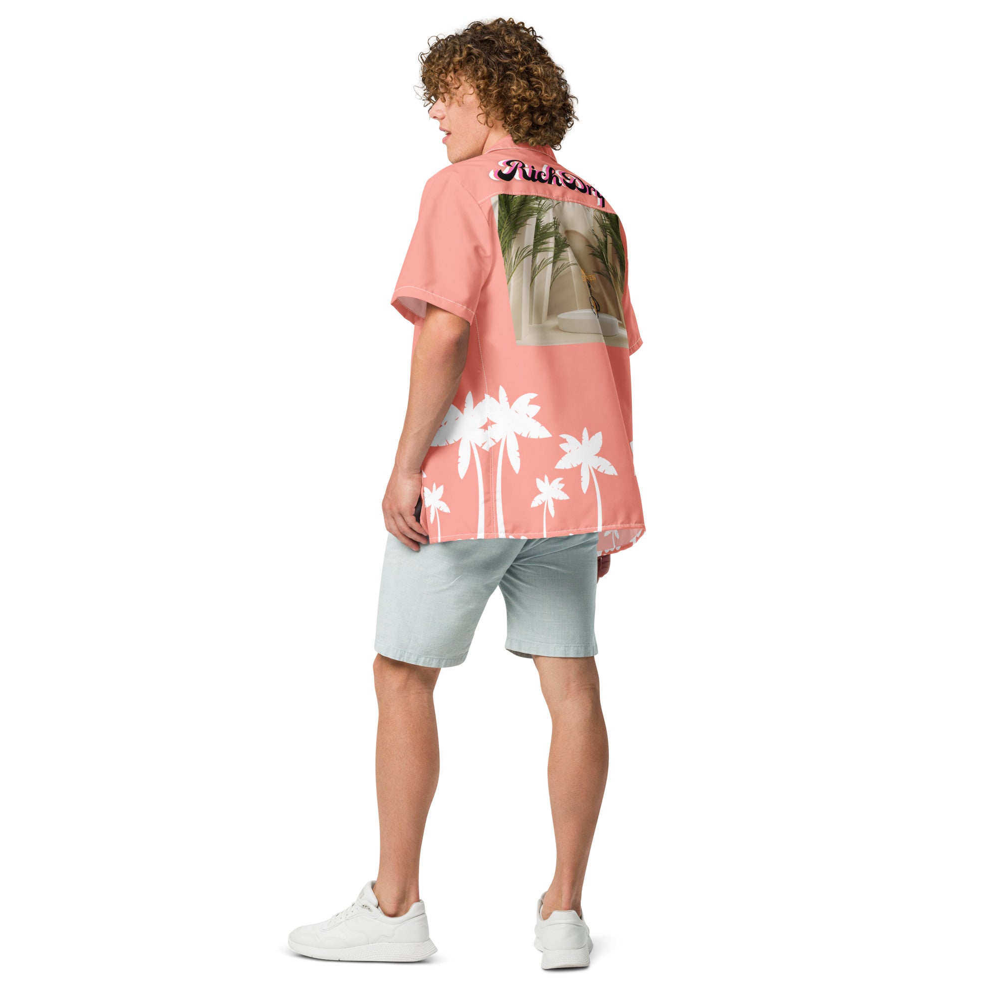 Rich Vibes No Fake Smiles Given Platform - Unisex button shirt Peach