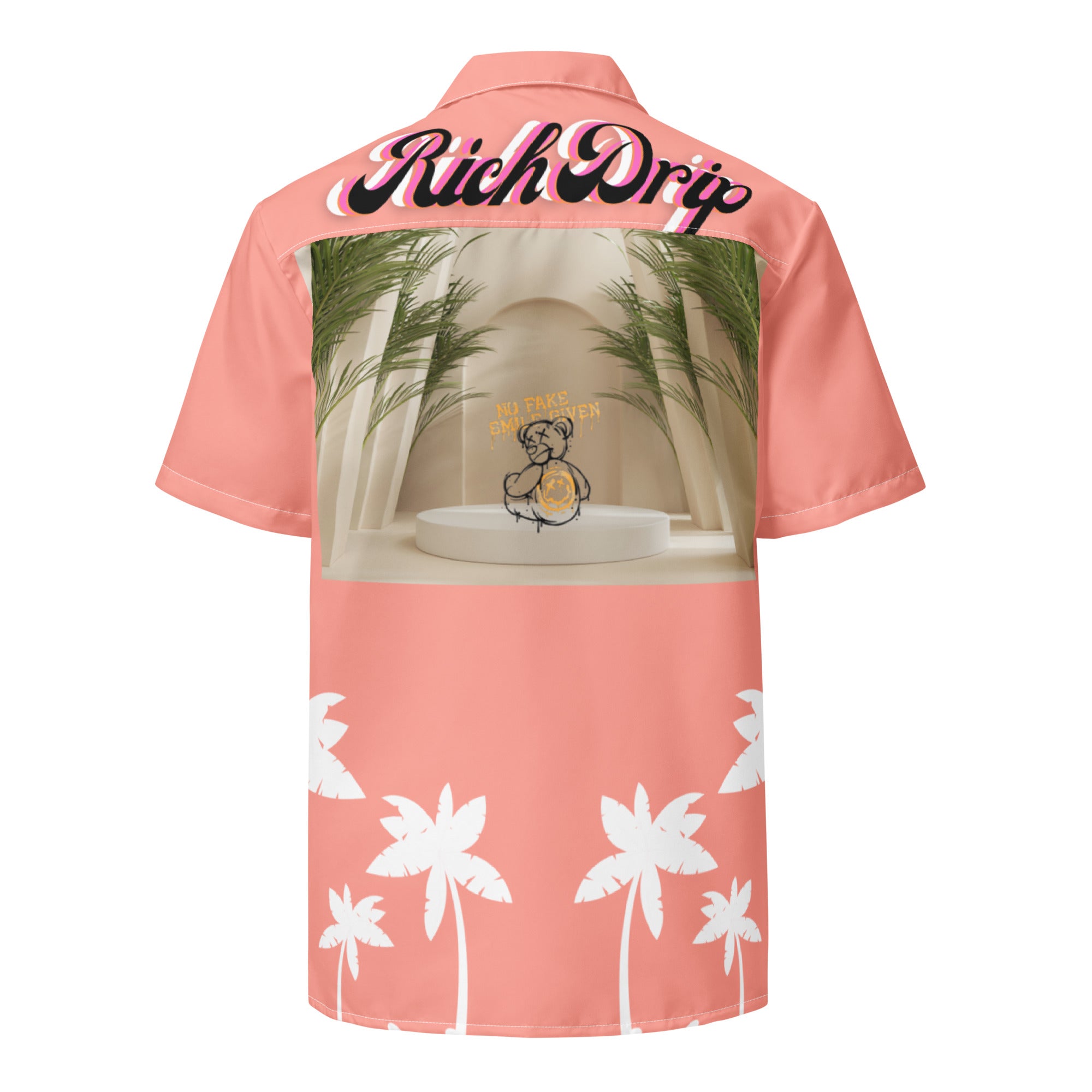 Rich Vibes No Fake Smiles Given Platform - Unisex button shirt Peach