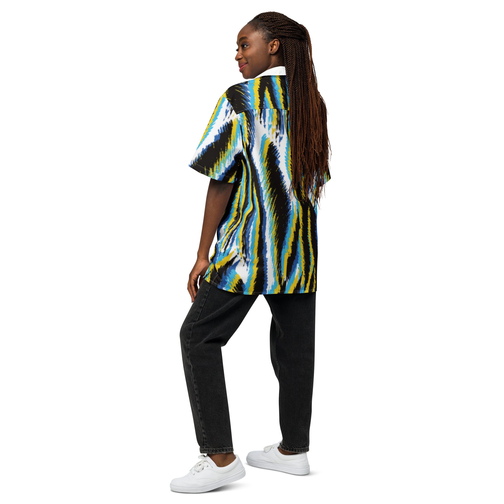 Rich Vibes Blue Tiger Stripe 2.0 - Unisex button shirt