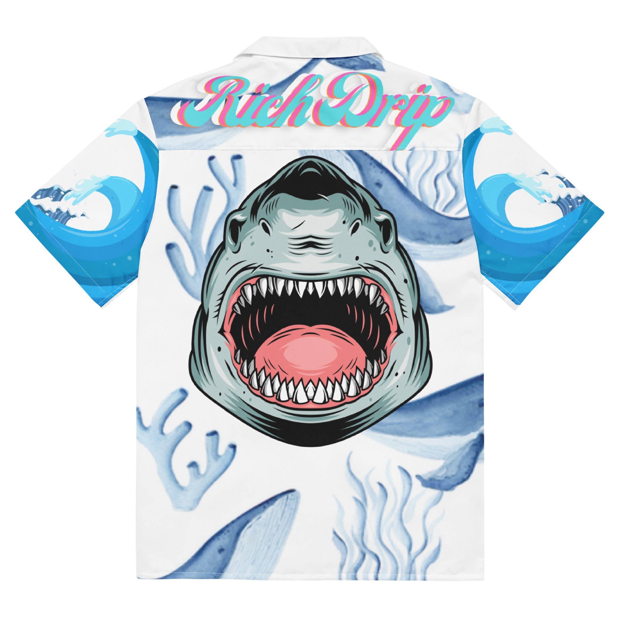 Rich Vibes Primal Marine Blue Whale Shark 3.0 - Unisex button shirt