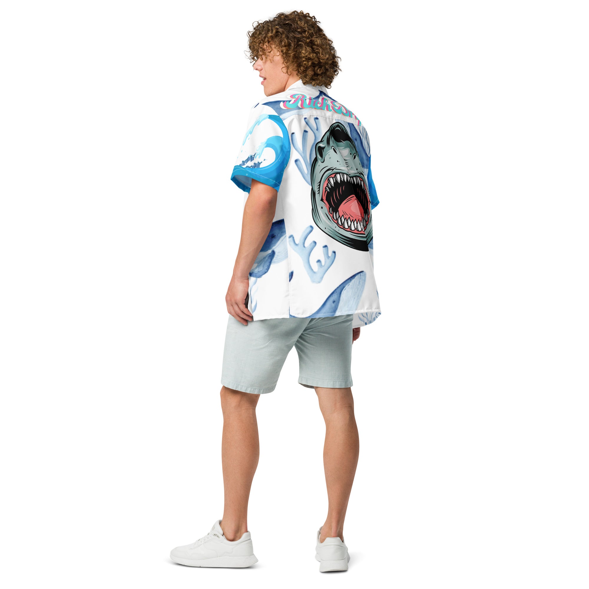 Rich Vibes Primal Marine Blue Whale Shark 3.0 - Unisex button shirt