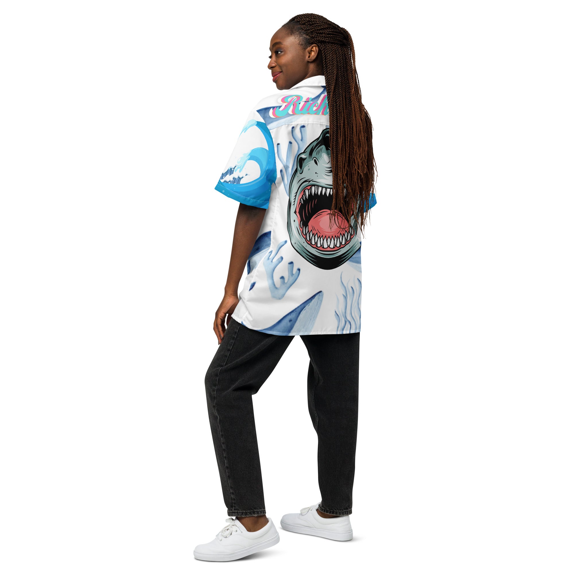 Rich Vibes Primal Marine Blue Whale Shark 3.0 - Unisex button shirt