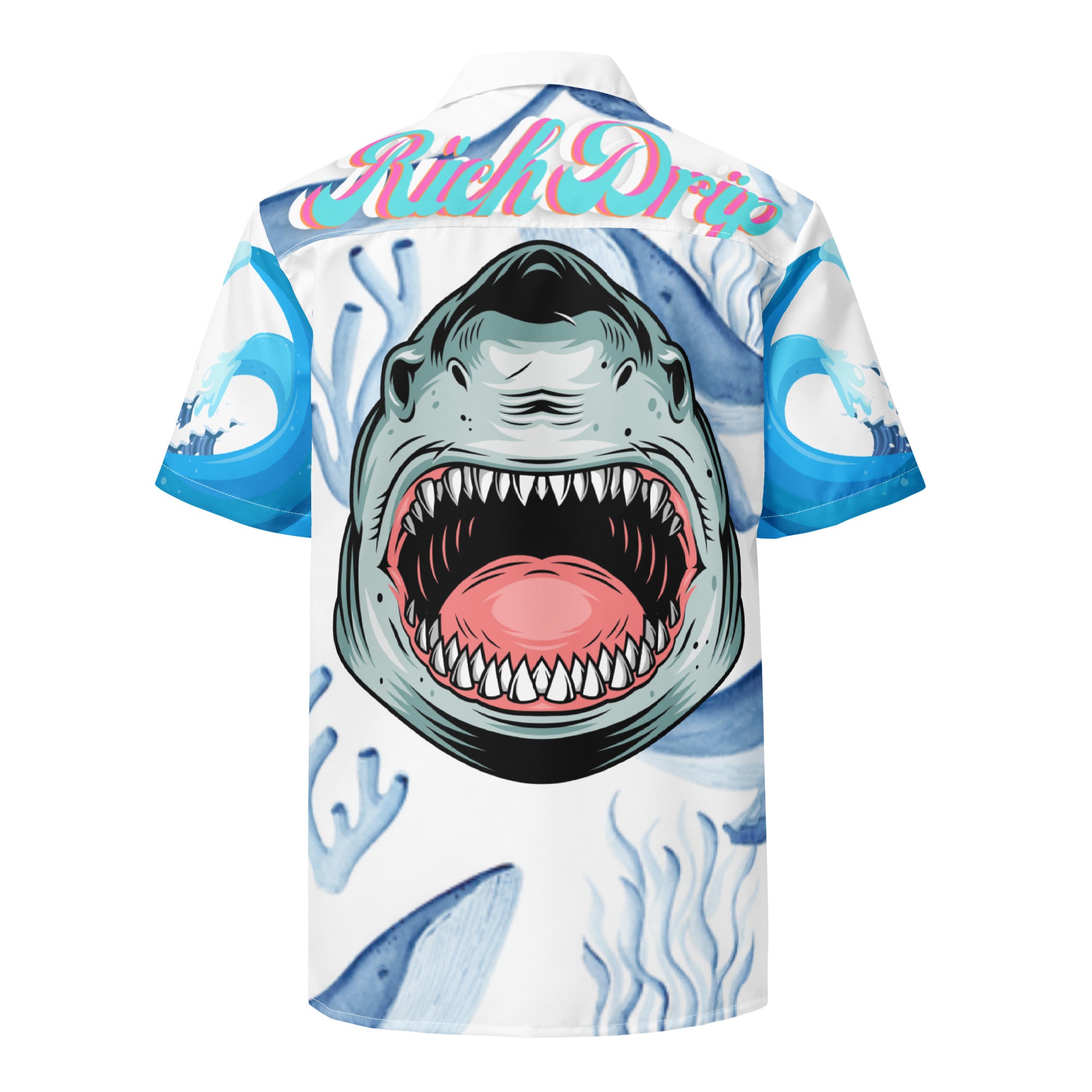 Rich Vibes Primal Marine Blue Whale Shark 3.0 - Unisex button shirt