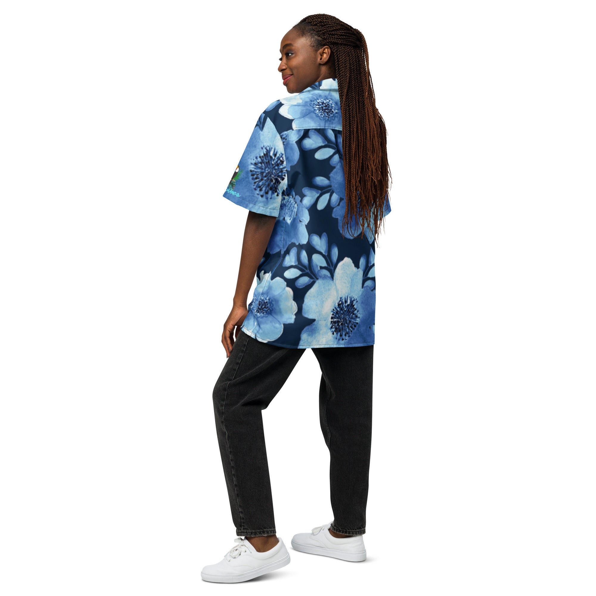 Rich Vibes Tropical Blue Daisy - Unisex button shirt