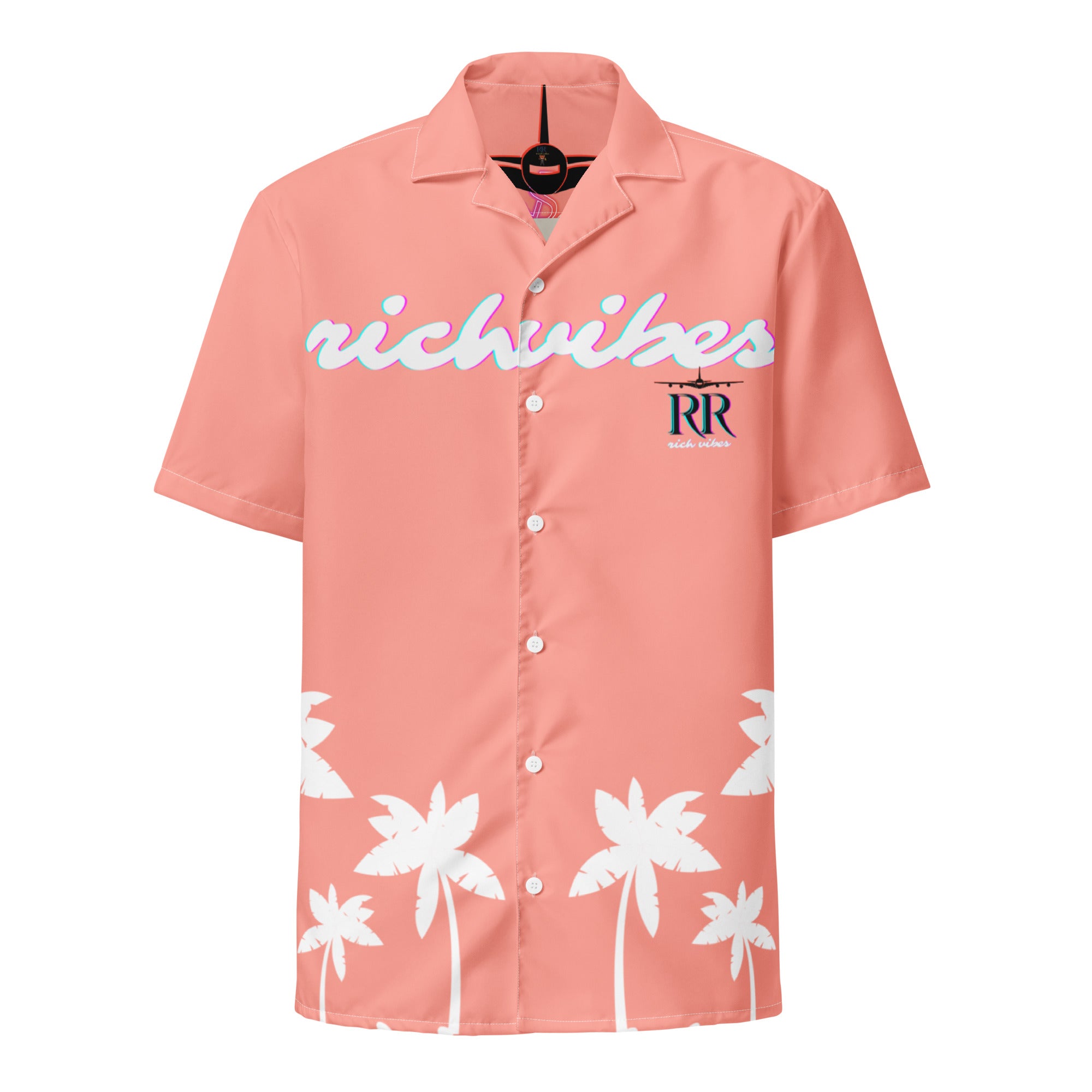 Rich Vibes No Fake Smiles Given Platform - Unisex button shirt Peach