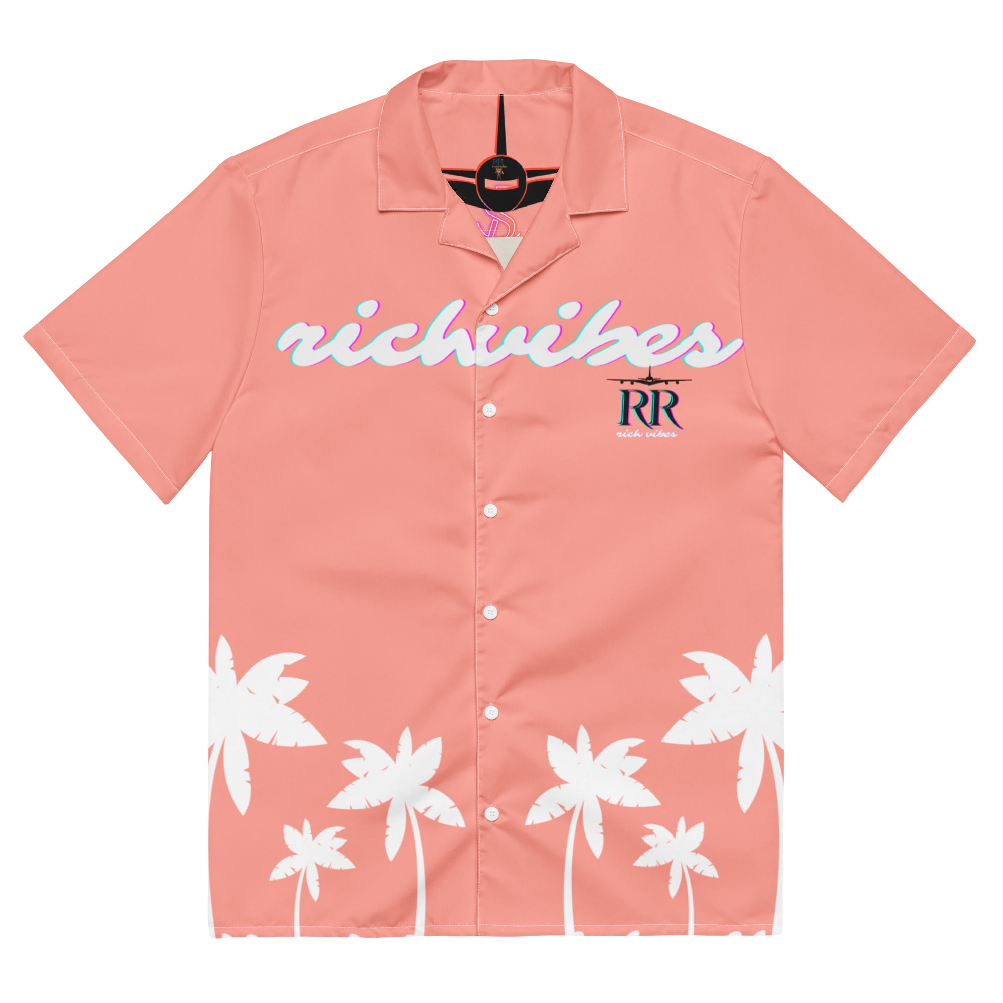 Rich Vibes No Fake Smiles Given Platform - Unisex button shirt Peach