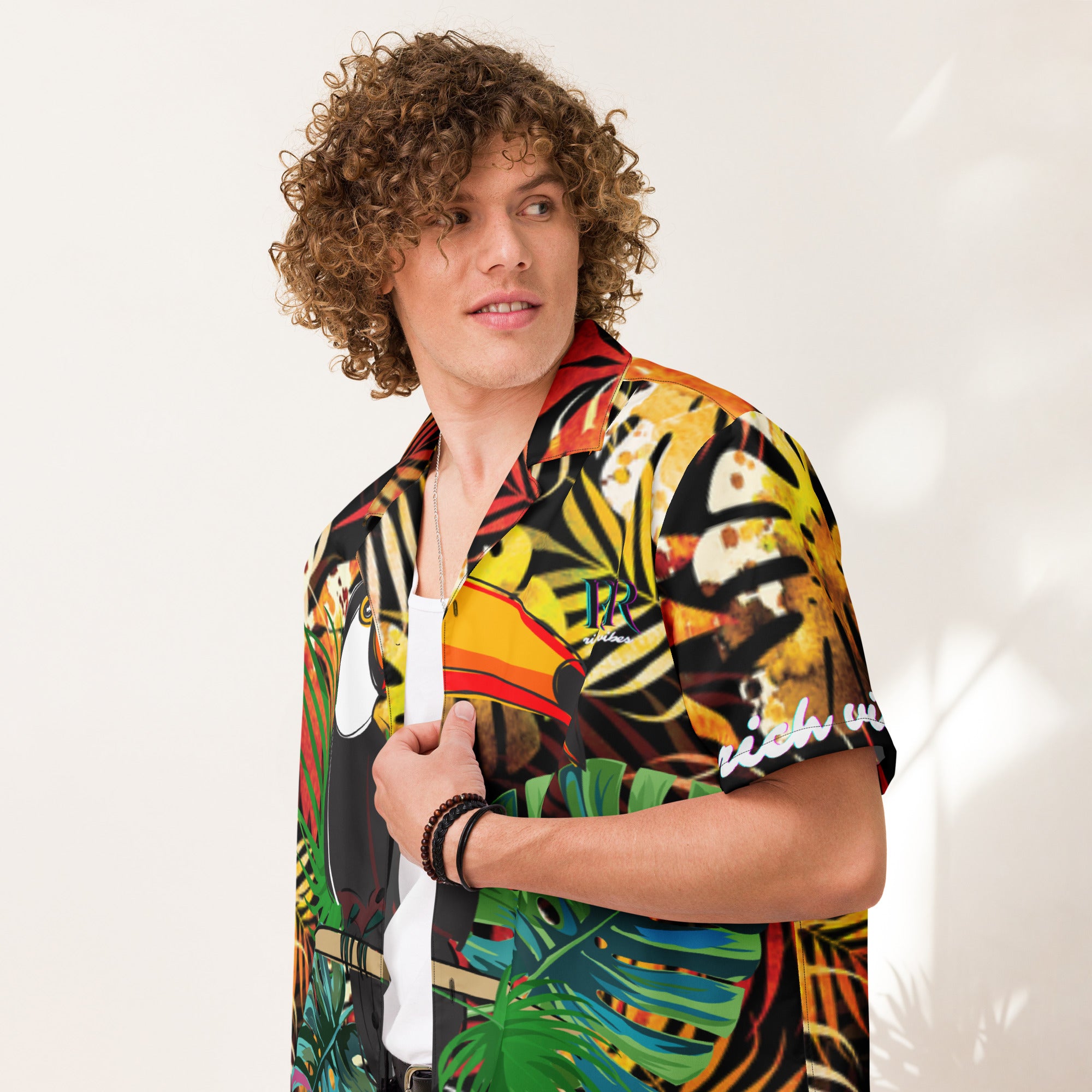 Rich Vibes Autumn Tropical Jungle - Unisex button shirt