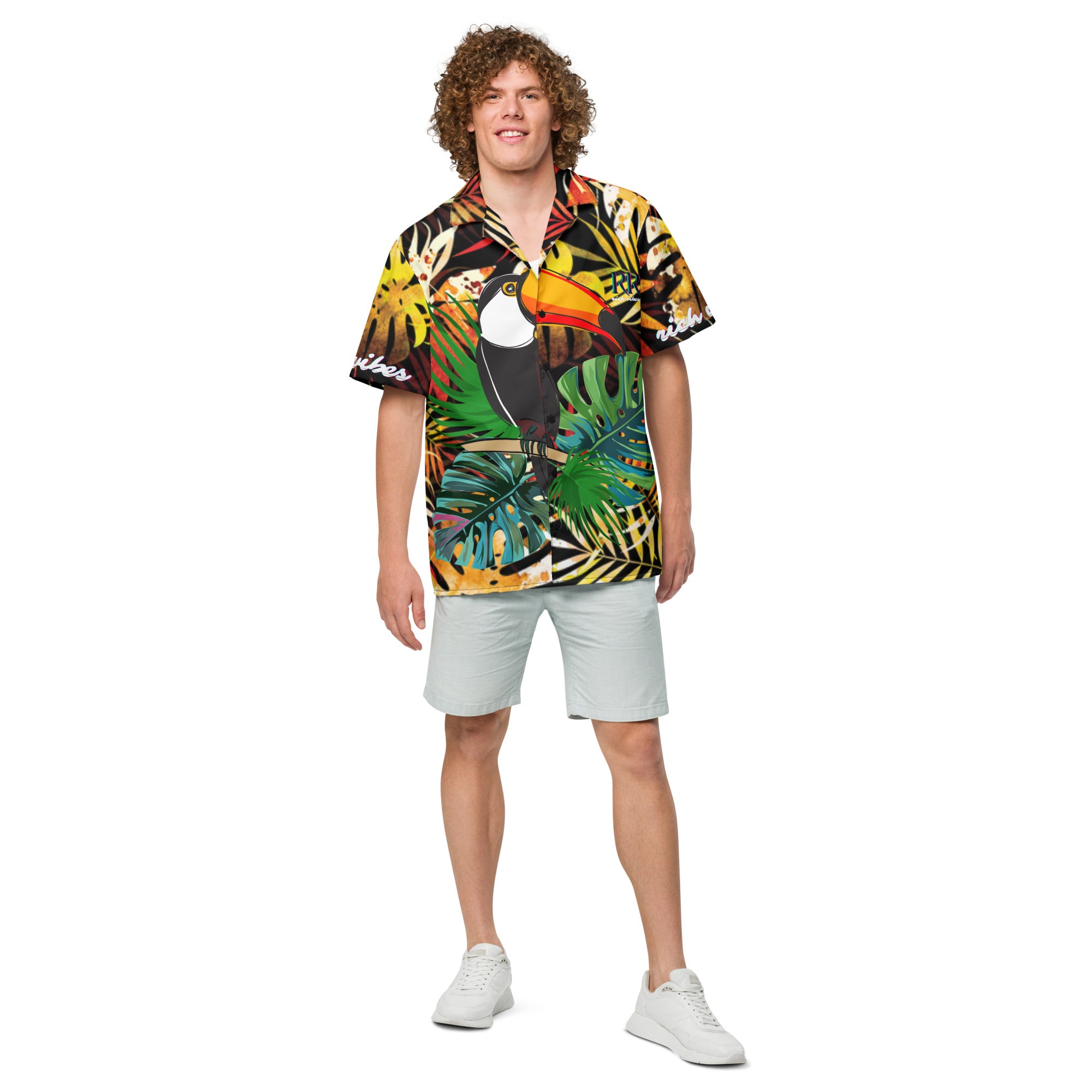 Rich Vibes Autumn Tropical Jungle - Unisex button shirt