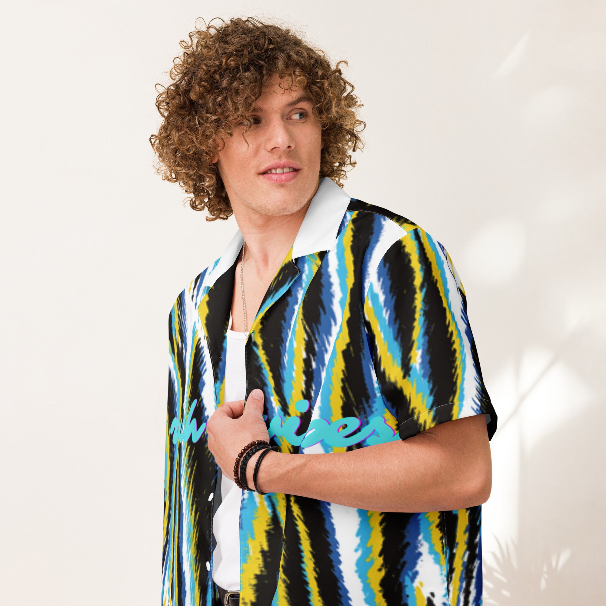 Rich Vibes Blue Tiger Stripe 2.0 - Unisex button shirt