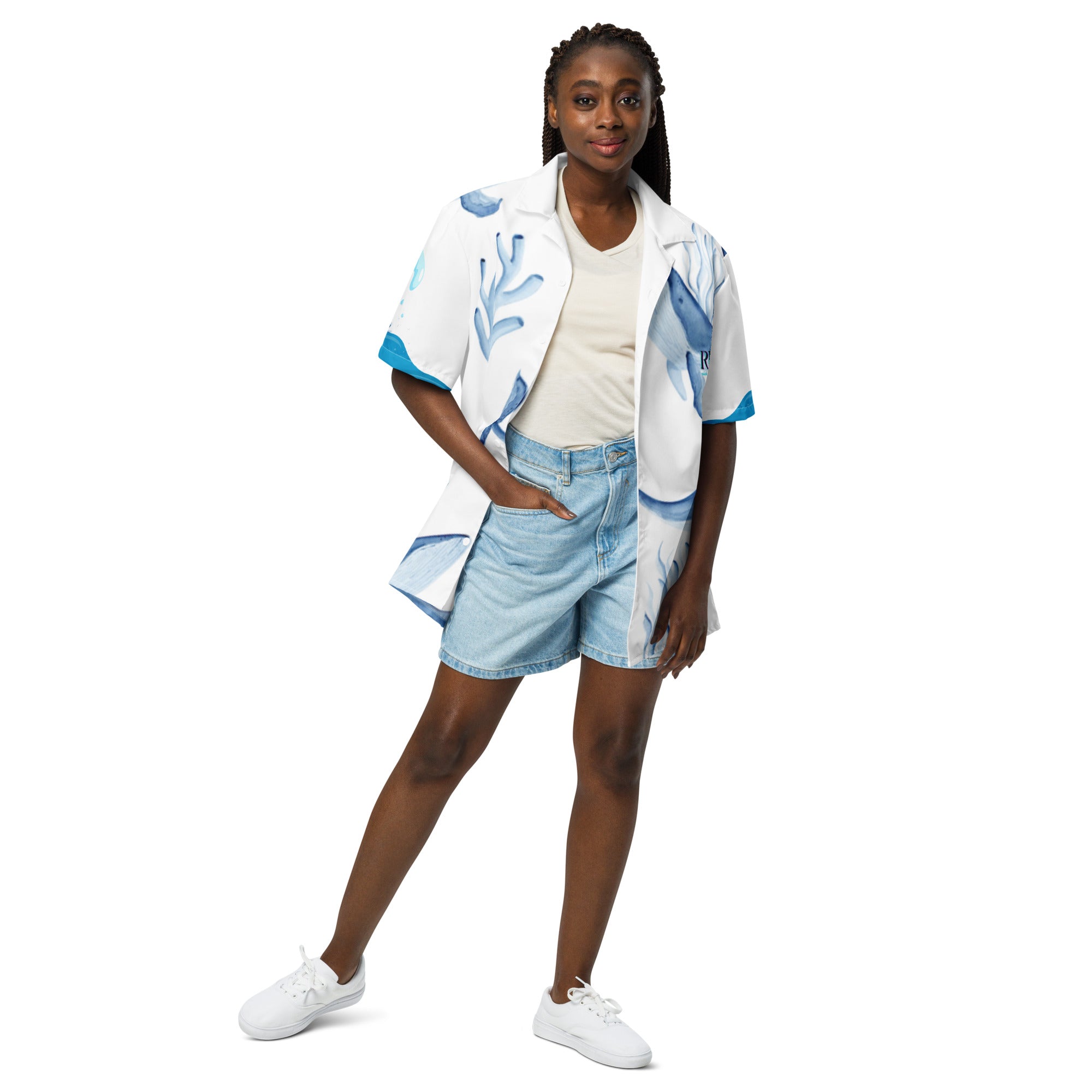 Rich Vibes Primal Marine Blue Whale Shark 3.0 - Unisex button shirt