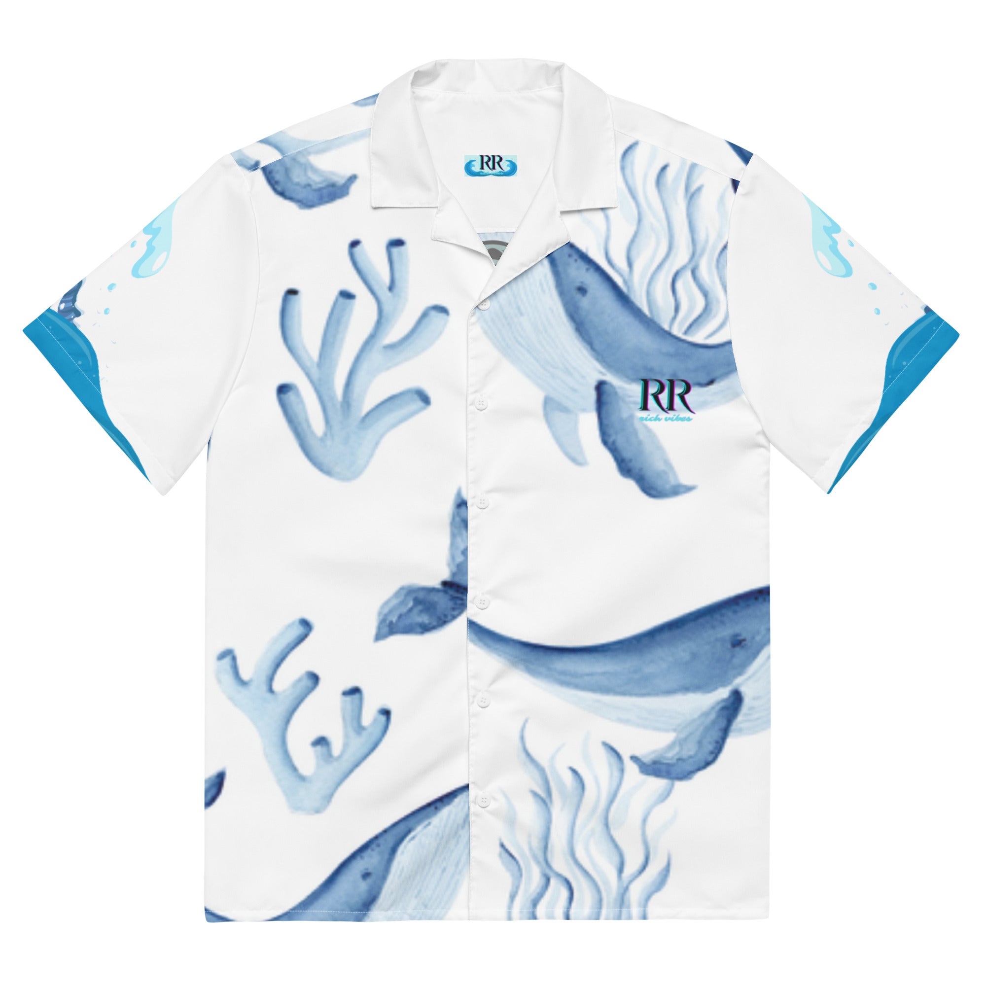 Rich Vibes Primal Marine Blue Whale Shark 3.0 - Unisex button shirt