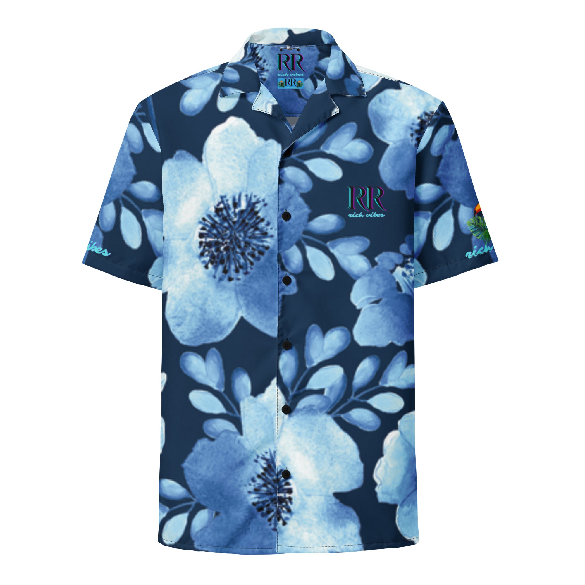 Rich Vibes Tropical Blue Daisy - Unisex button shirt