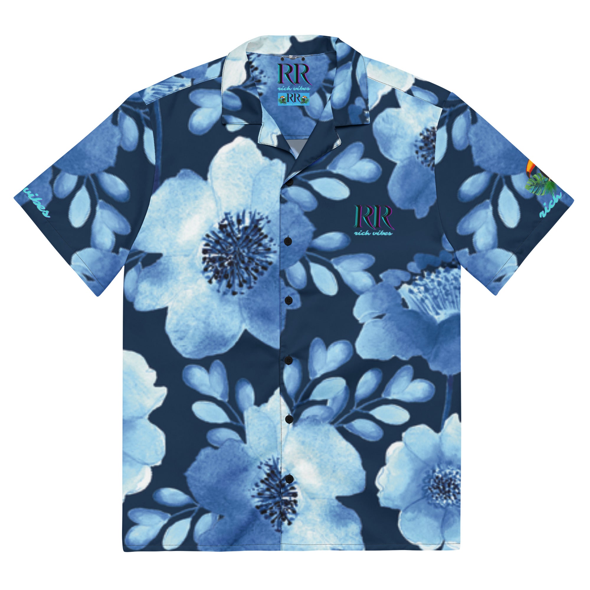 Rich Vibes Tropical Blue Daisy - Unisex button shirt