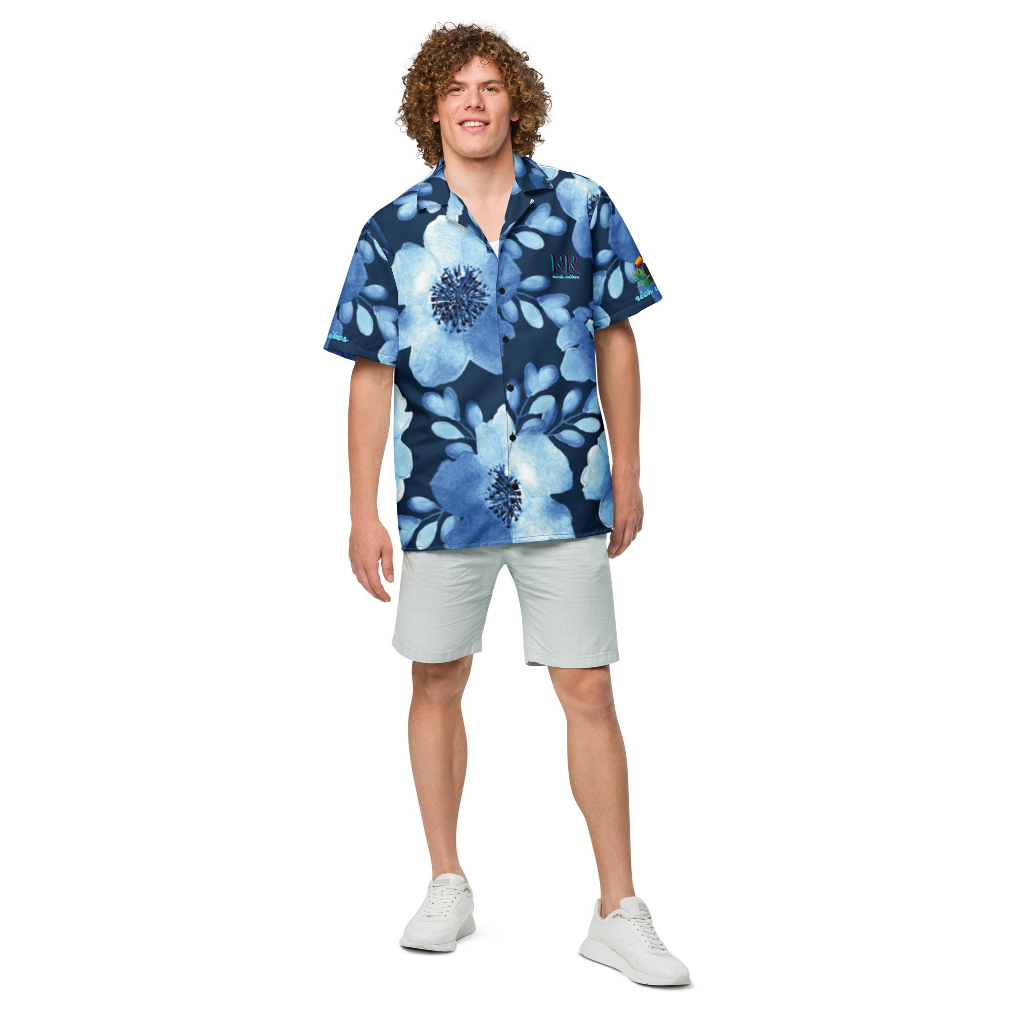 Rich Vibes Tropical Blue Daisy - Unisex button shirt