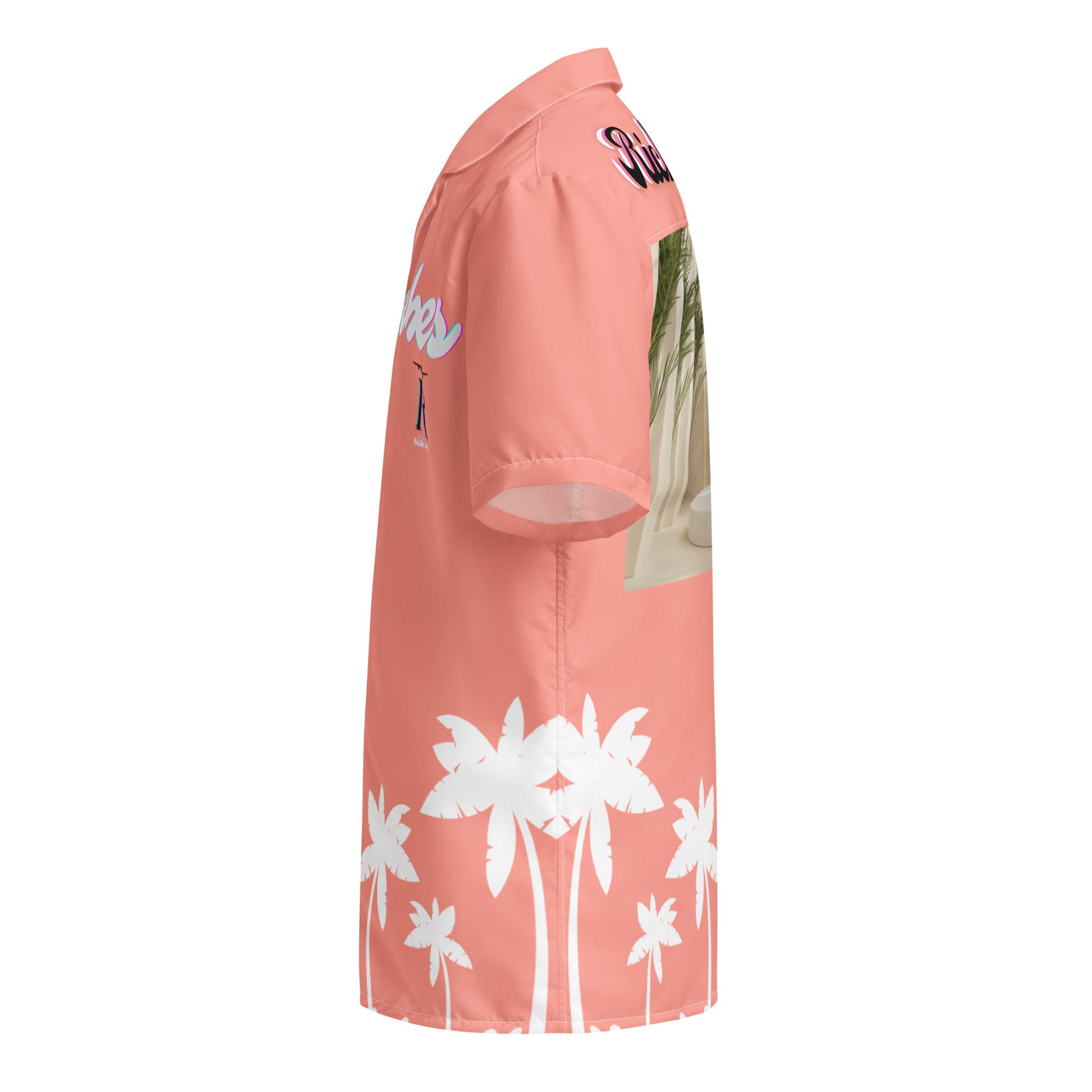 Rich Vibes No Fake Smiles Given Platform - Unisex button shirt Peach