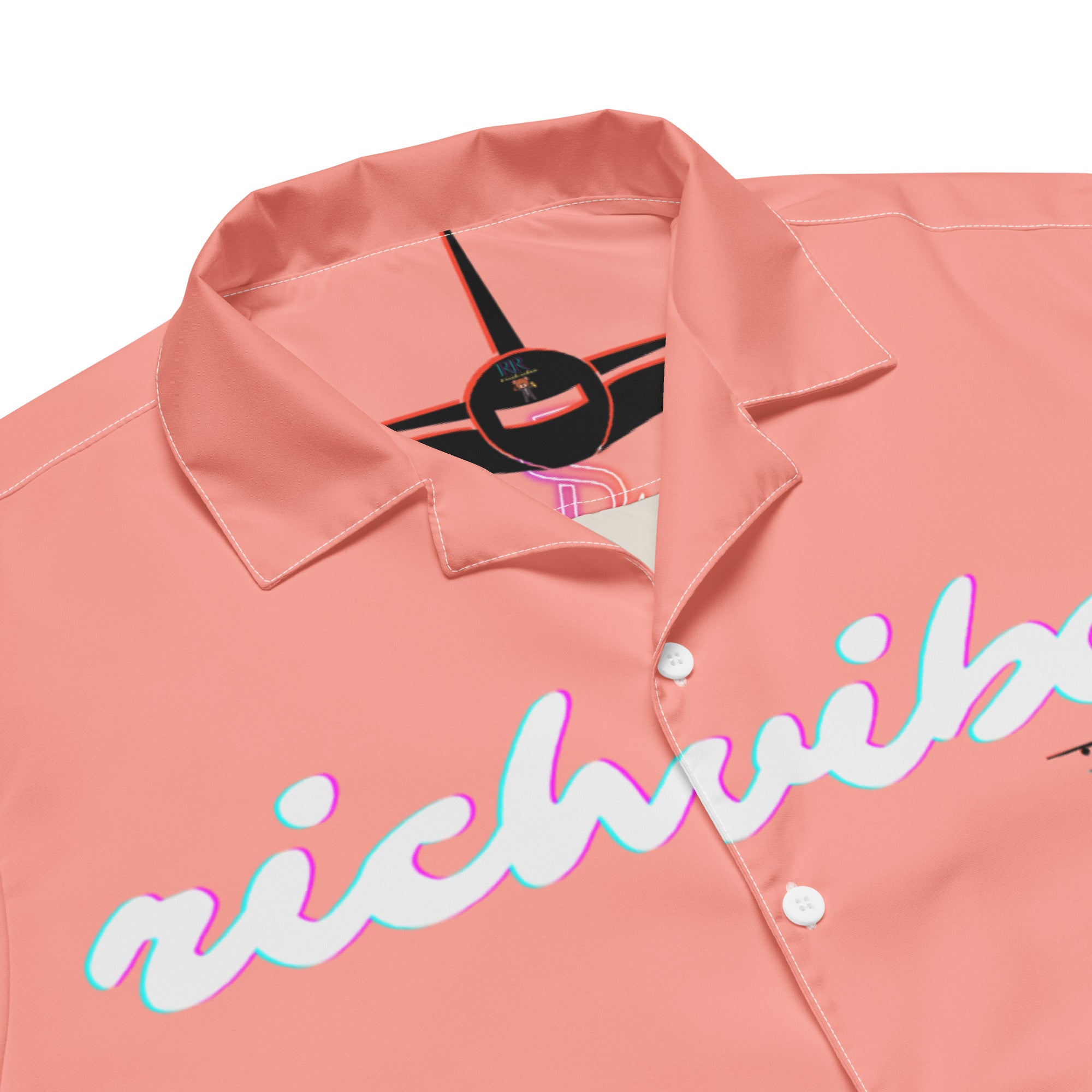 Rich Vibes No Fake Smiles Given Platform - Unisex button shirt Peach