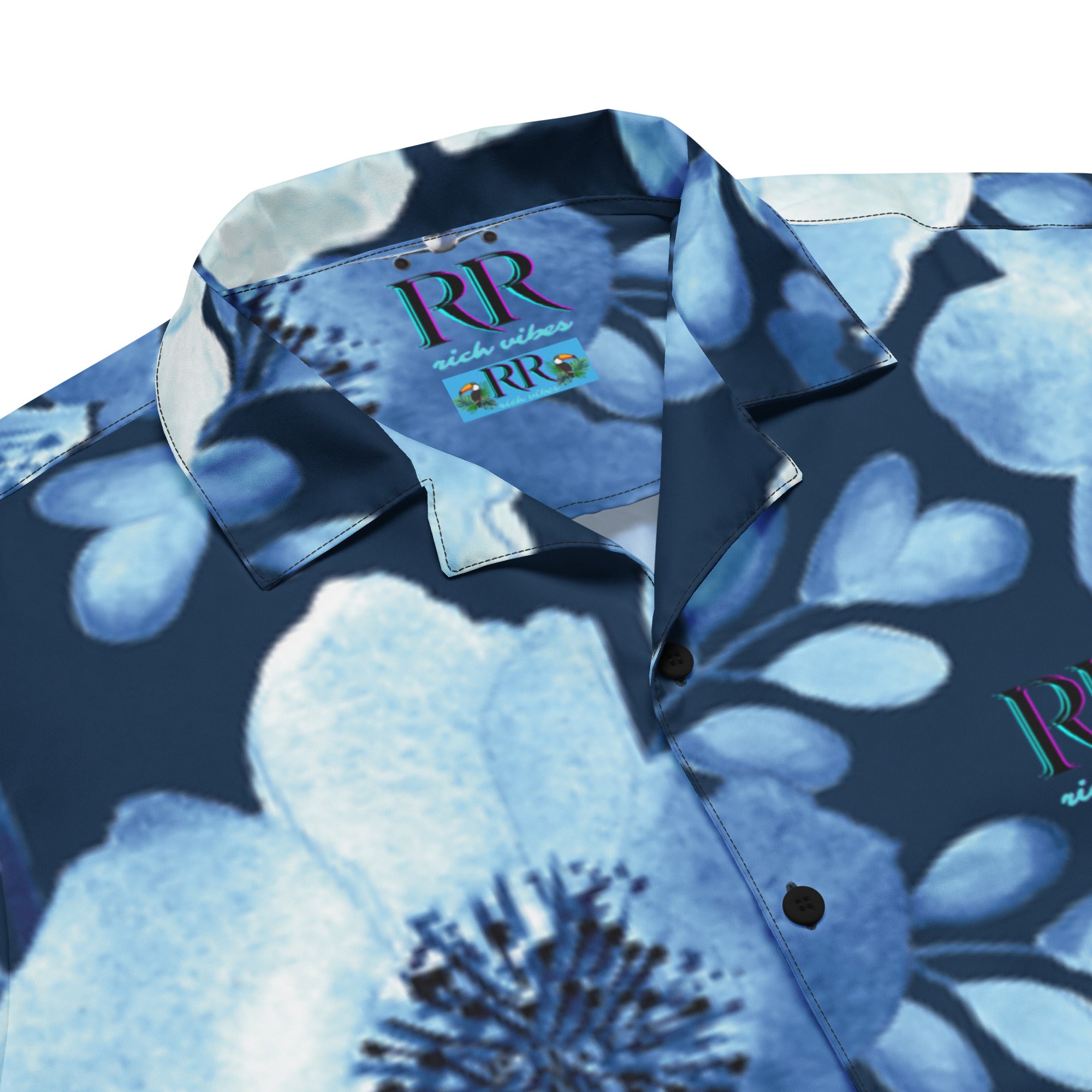 Rich Vibes Tropical Blue Daisy - Unisex button shirt