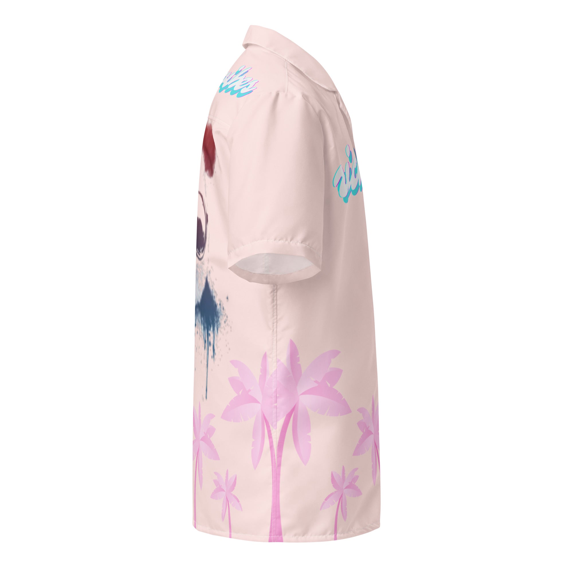 Rich Vibes Tropical Pink Palms Jungle Panda - Unisex button shirt w/ white button