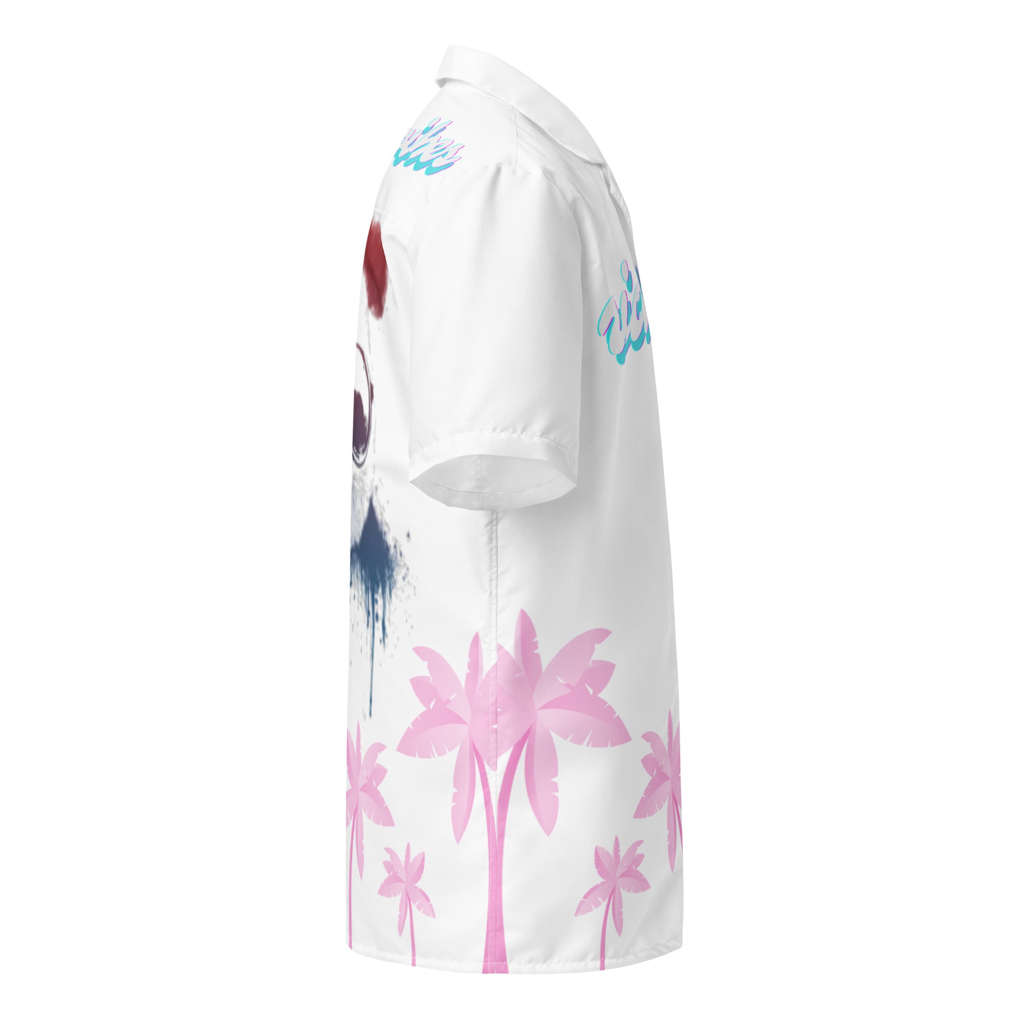 Rich Vibes Tropical White Palms Jungle Panda - Unisex button shirt w/ white button