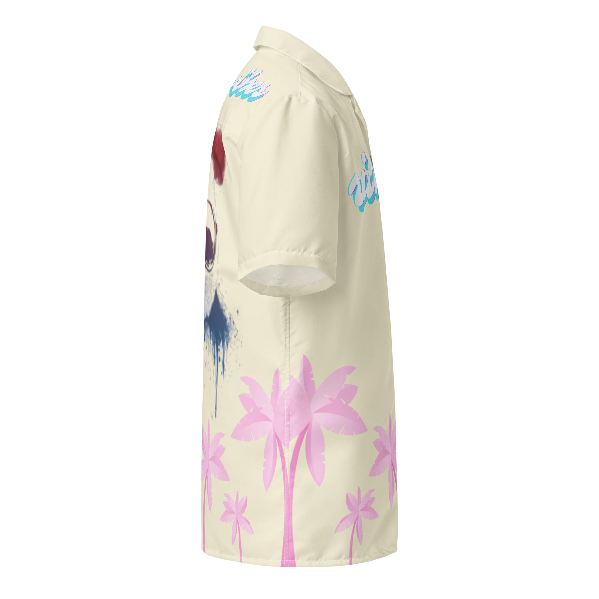 Rich Vibes Tropical Apricot White Palms Jungle Panda - Unisex button shirt w/ white button