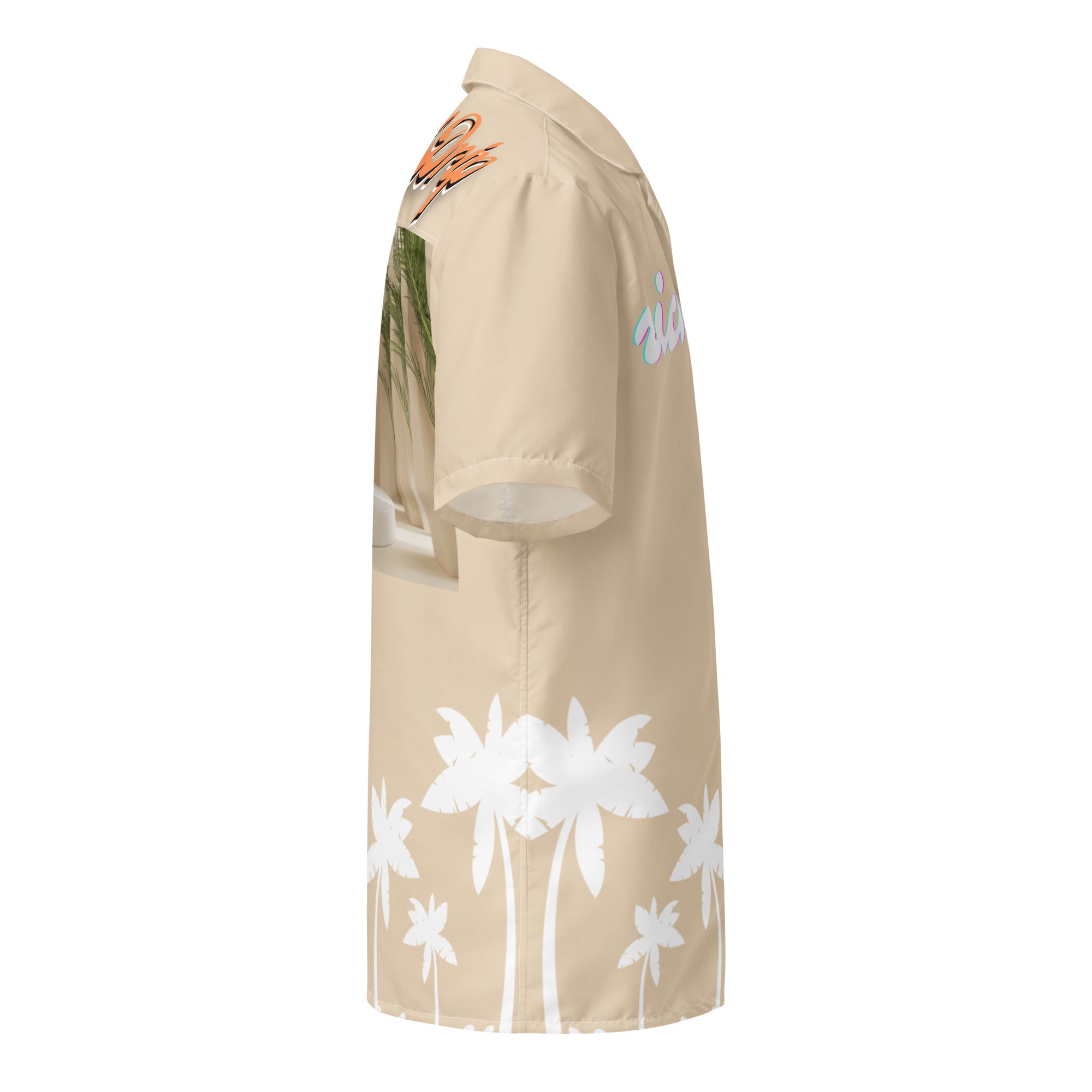 Rich Vibes No Fake Smiles Given Platform - Unisex button shirt Khaki w/White button