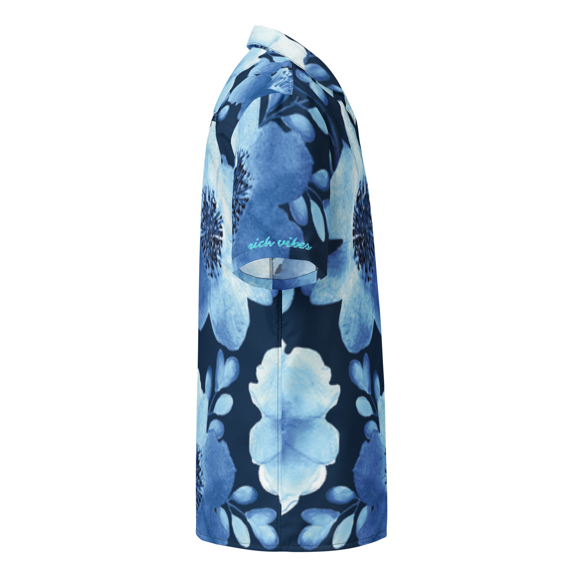 Rich Vibes Tropical Blue Daisy - Unisex button shirt