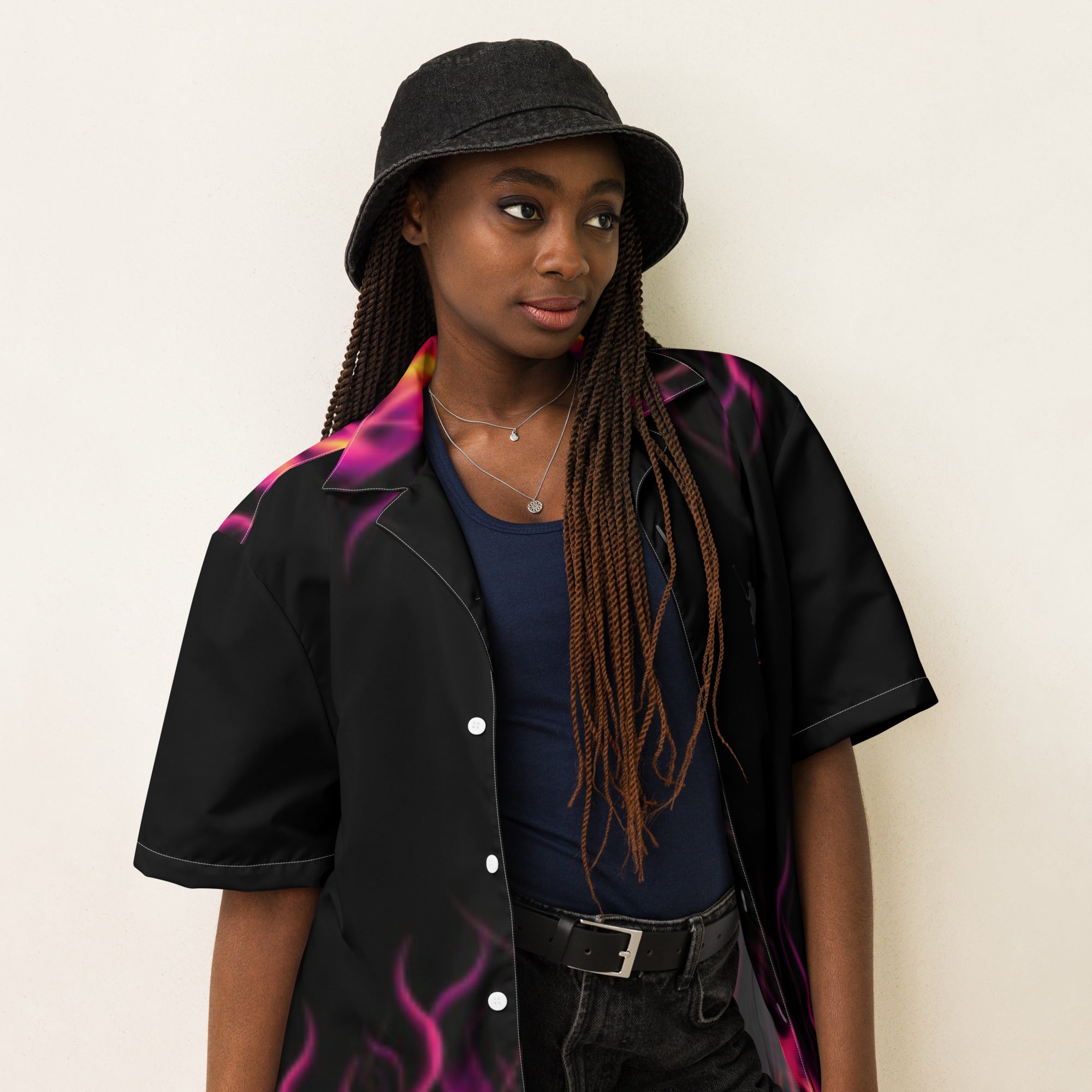 Rich Vibes RR Flaming Skulls - Unisex button shirt