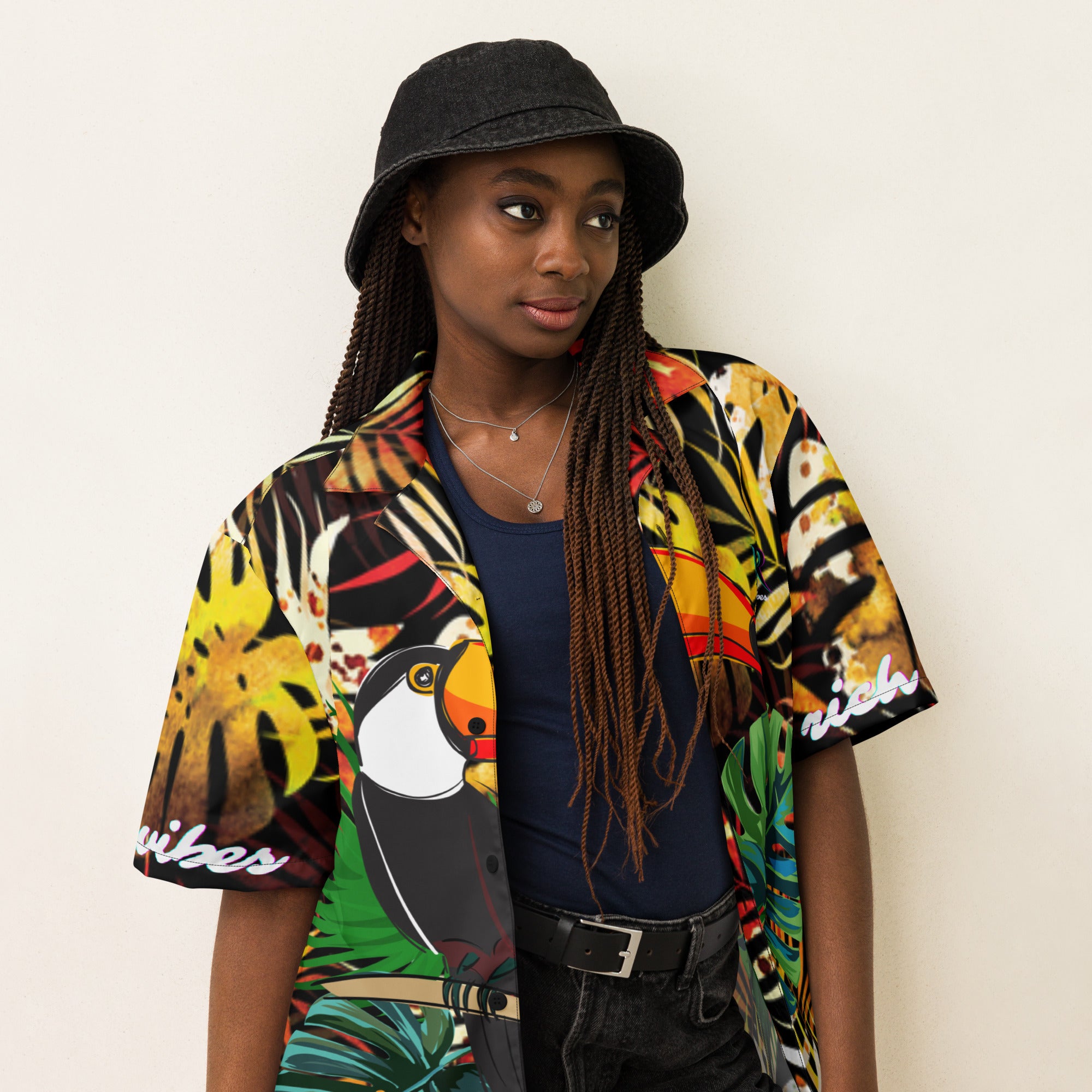Rich Vibes Autumn Tropical Jungle - Unisex button shirt