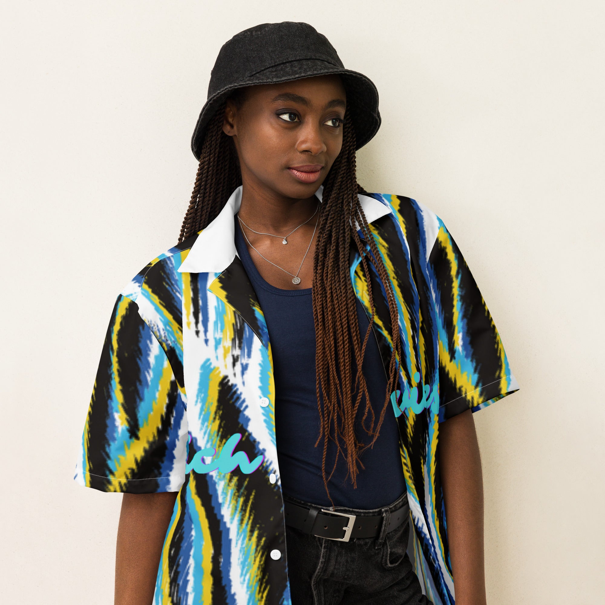 Rich Vibes Blue Tiger Stripe 2.0 - Unisex button shirt