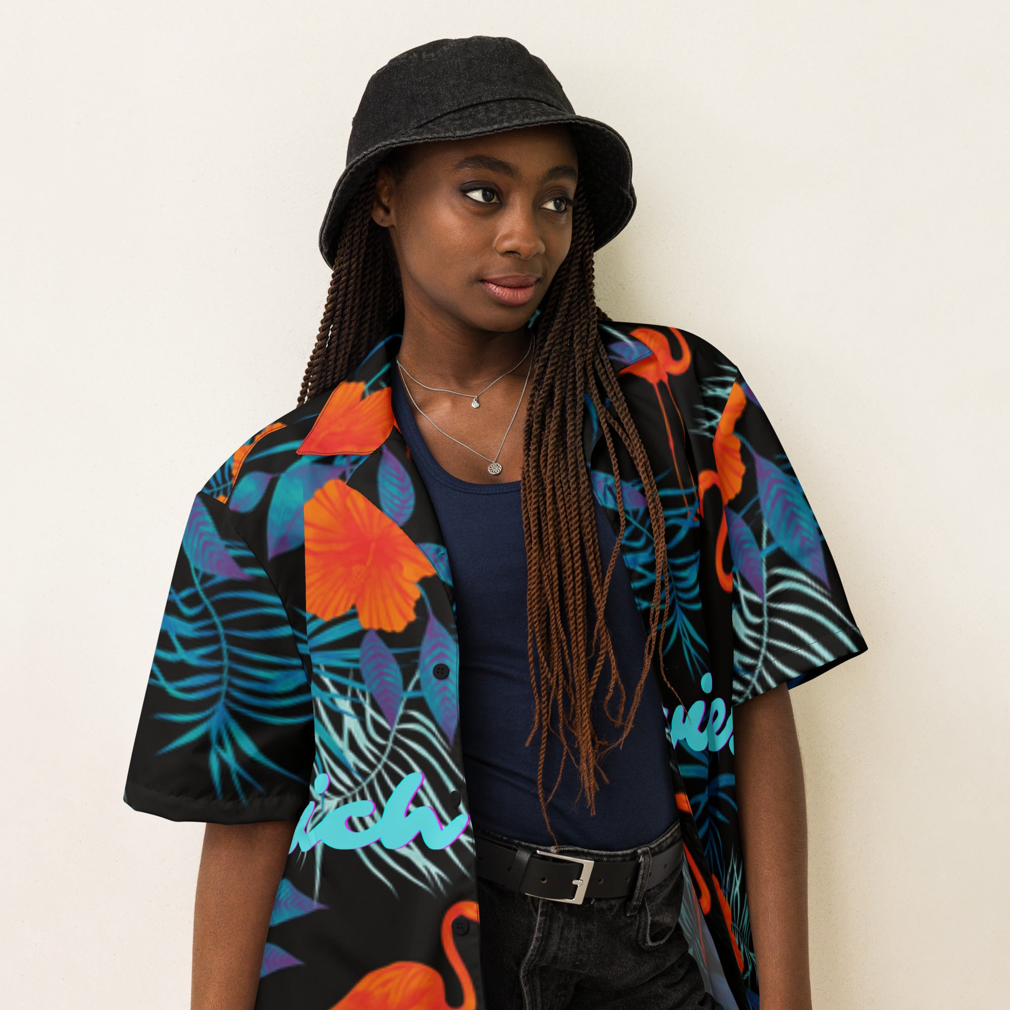Rich Vibes Midnight Tropical Safari 1.0 - Unisex button shirt