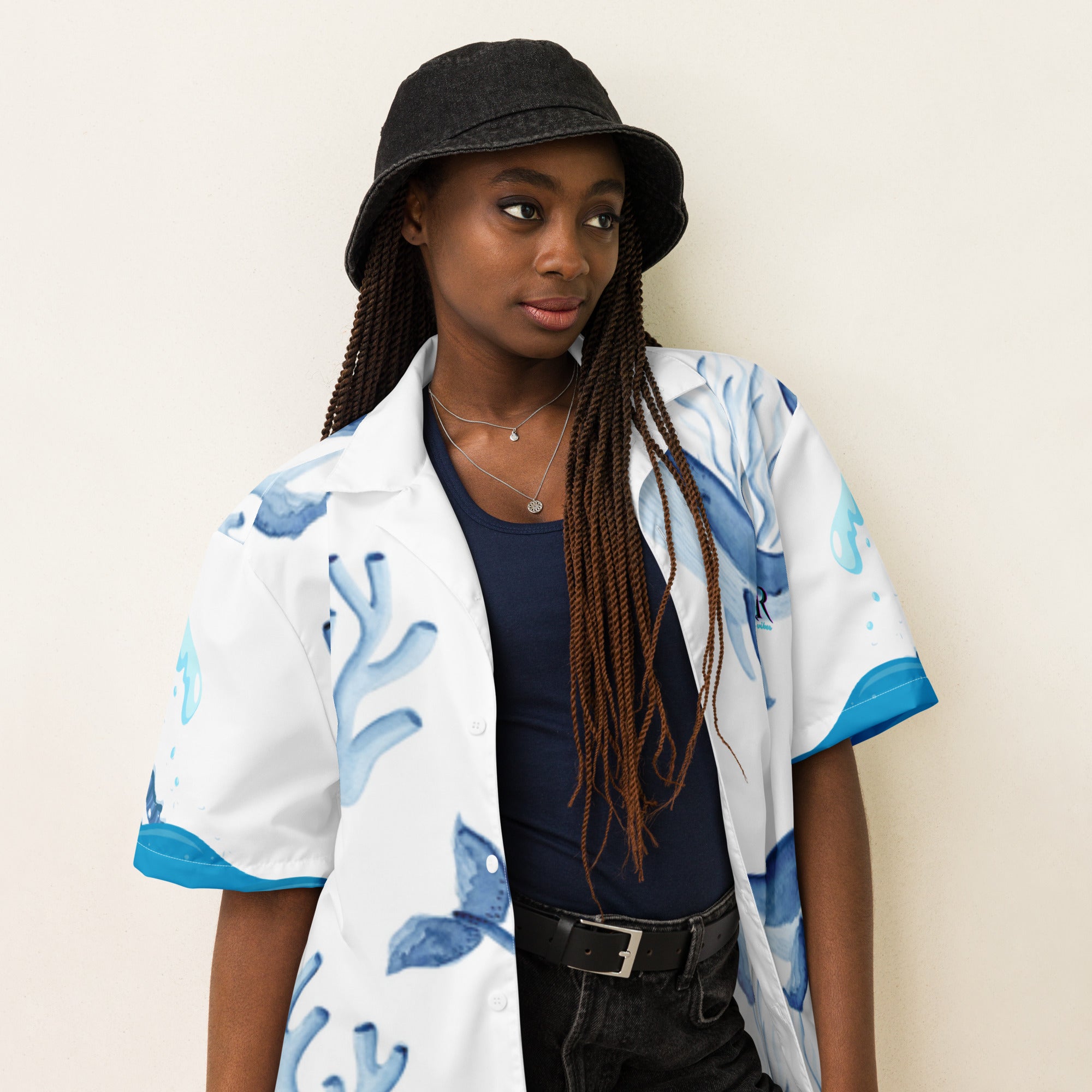 Rich Vibes Primal Marine Blue Whale Shark 3.0 - Unisex button shirt