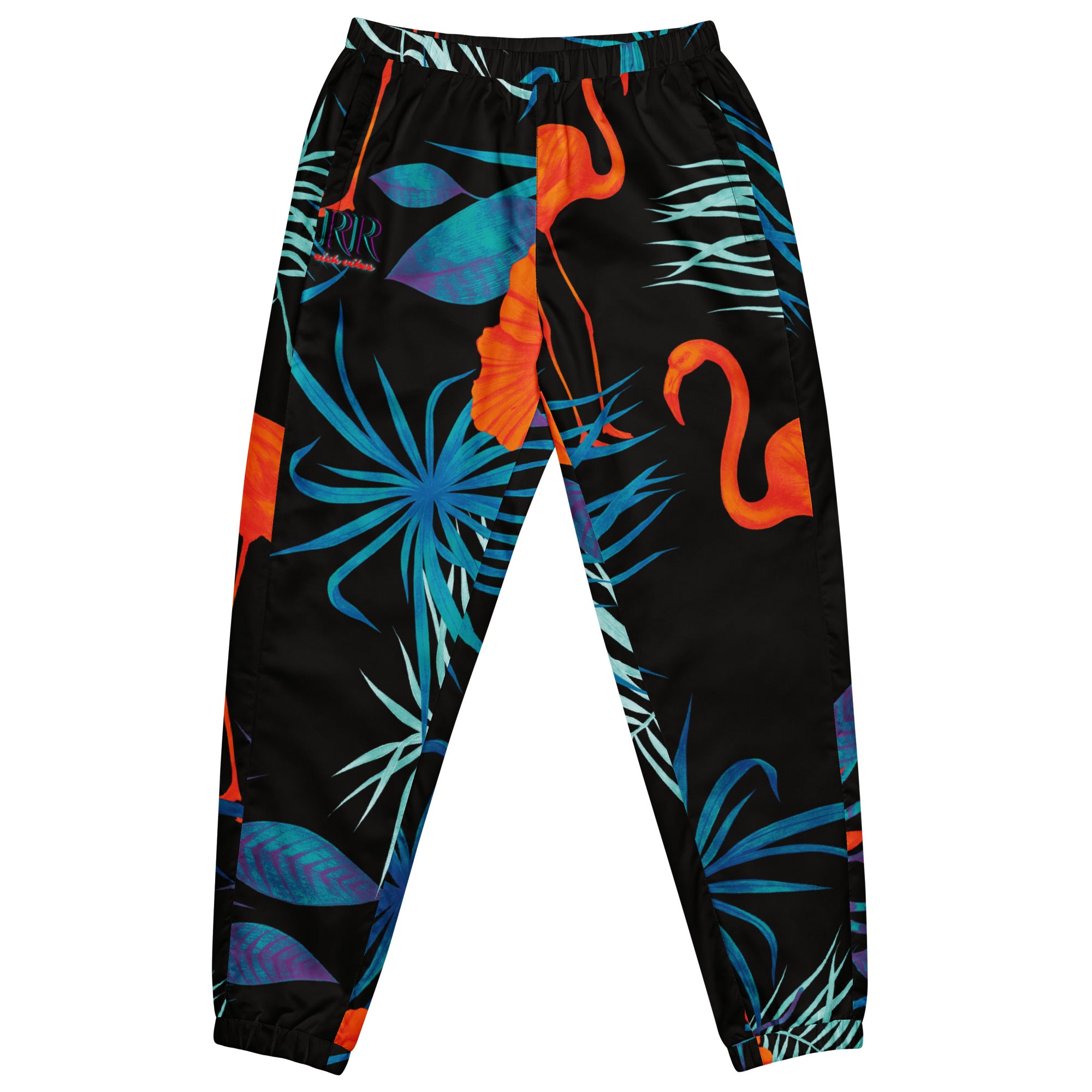 Rich Drip RR Palm Tree Midnight Flamingo Print - track pants