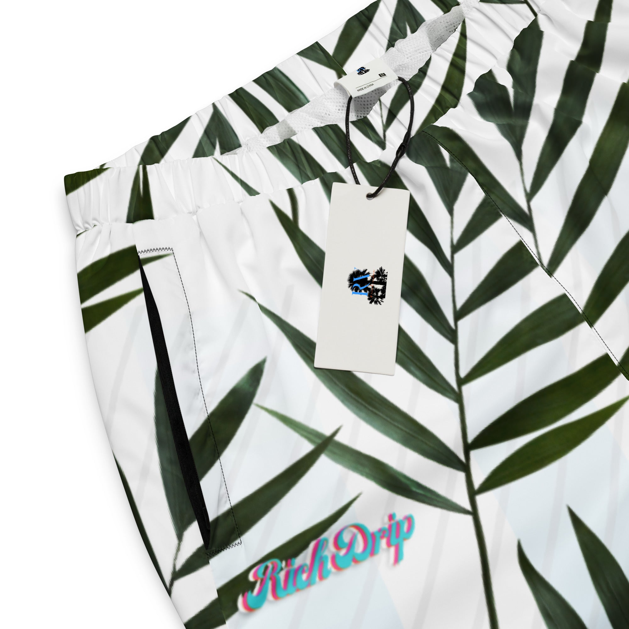 Rich Drip Miami Blue Palm Tree White Stripes 12 - track pants