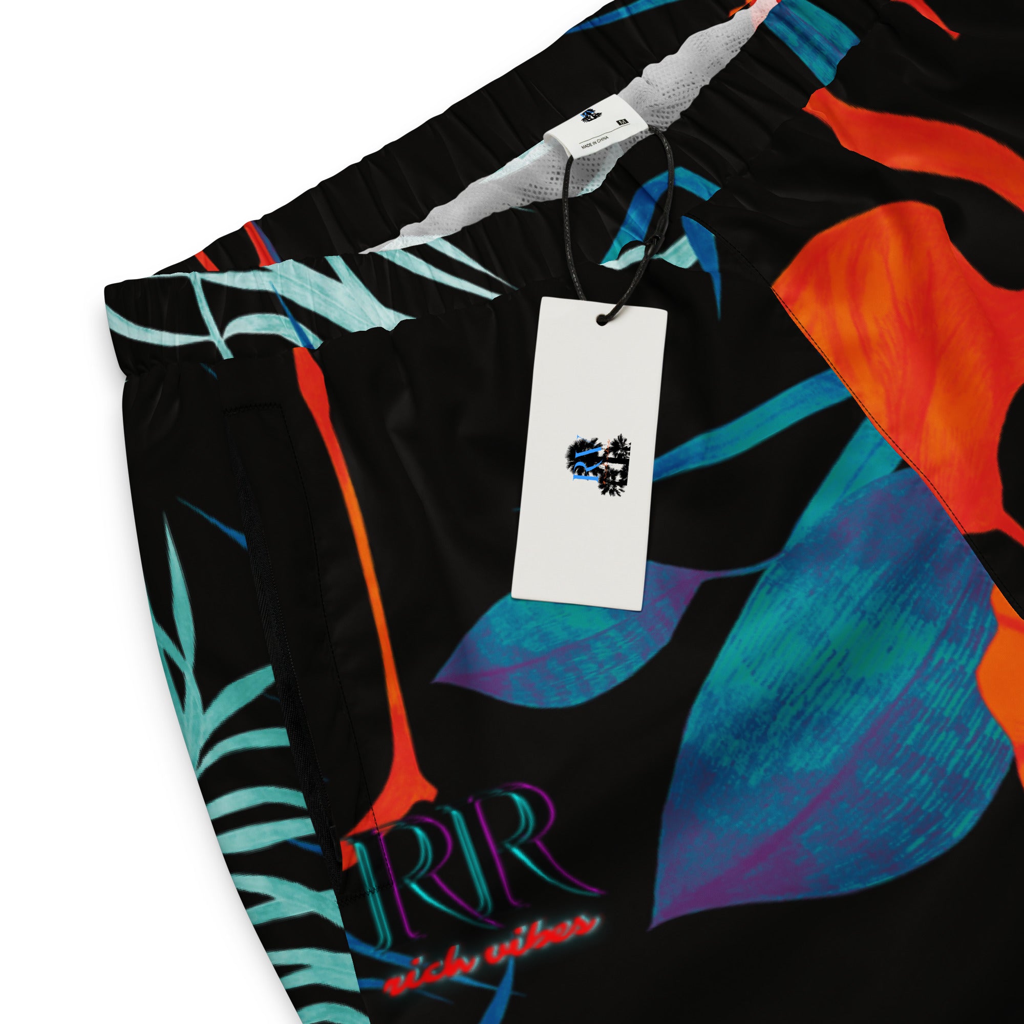 Rich Drip RR Palm Tree Midnight Flamingo Print - track pants