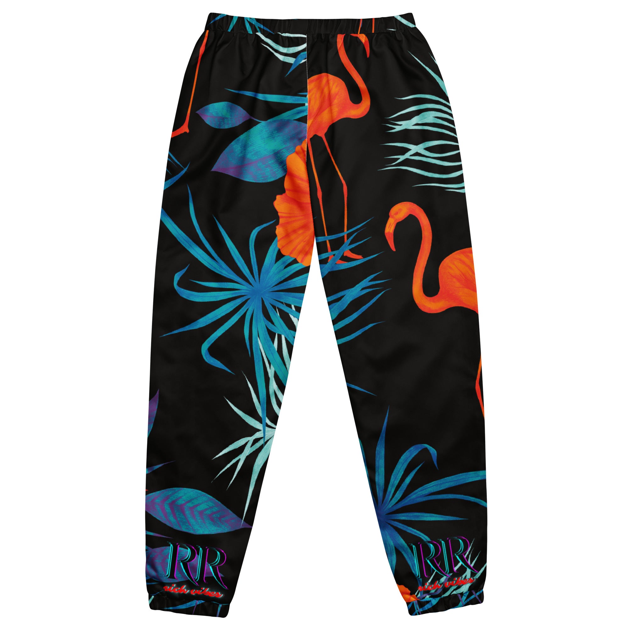 Rich Drip RR Palm Tree Midnight Flamingo Print - track pants