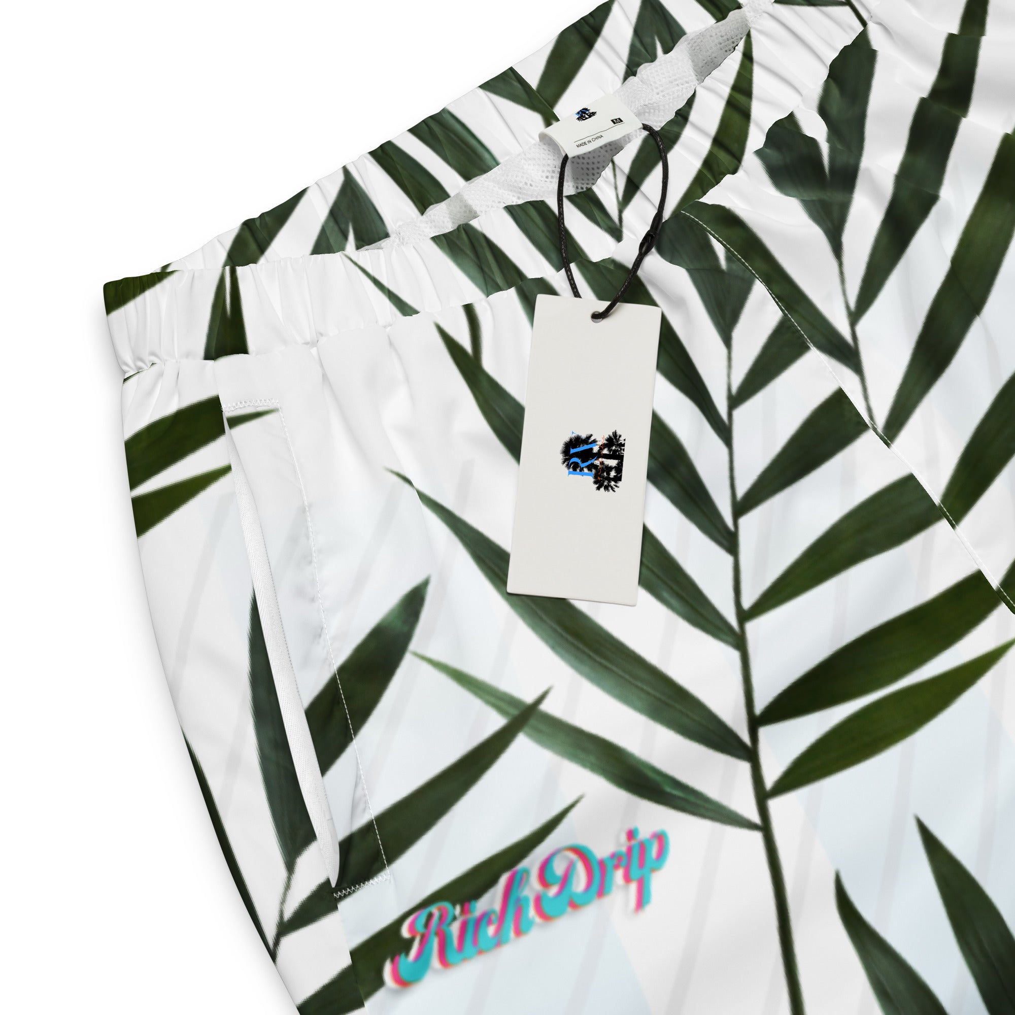 Rich Drip Miami Blue Palm Tree White Stripes 12 - track pants