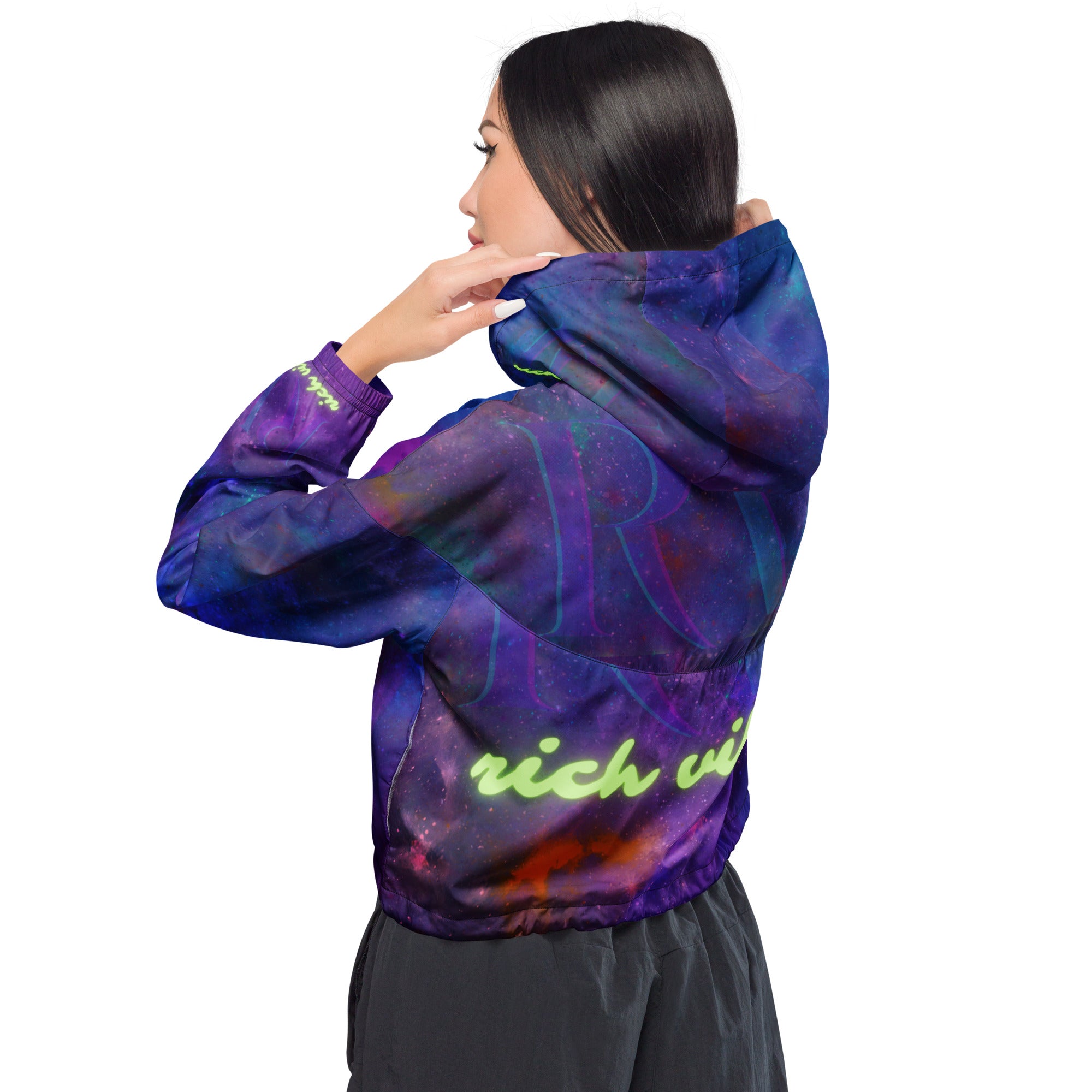 Rich Vibes Volt RV Purple Galaxy - Women’s cropped windbreaker