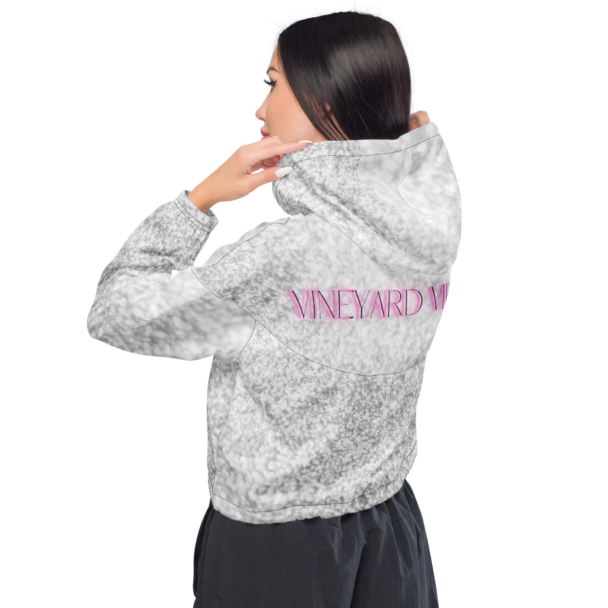 Vineyard Vibes Pink Sparkle - Women’s cropped windbreaker