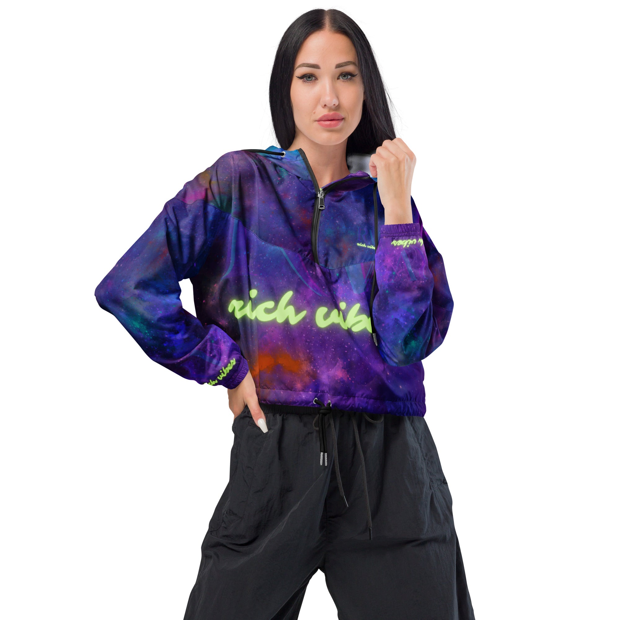 Rich Vibes Volt RV Purple Galaxy - Women’s cropped windbreaker