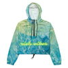 Rich Vibes Volt Green RV Aqua Green Water Print - Women’s cropped windbreaker