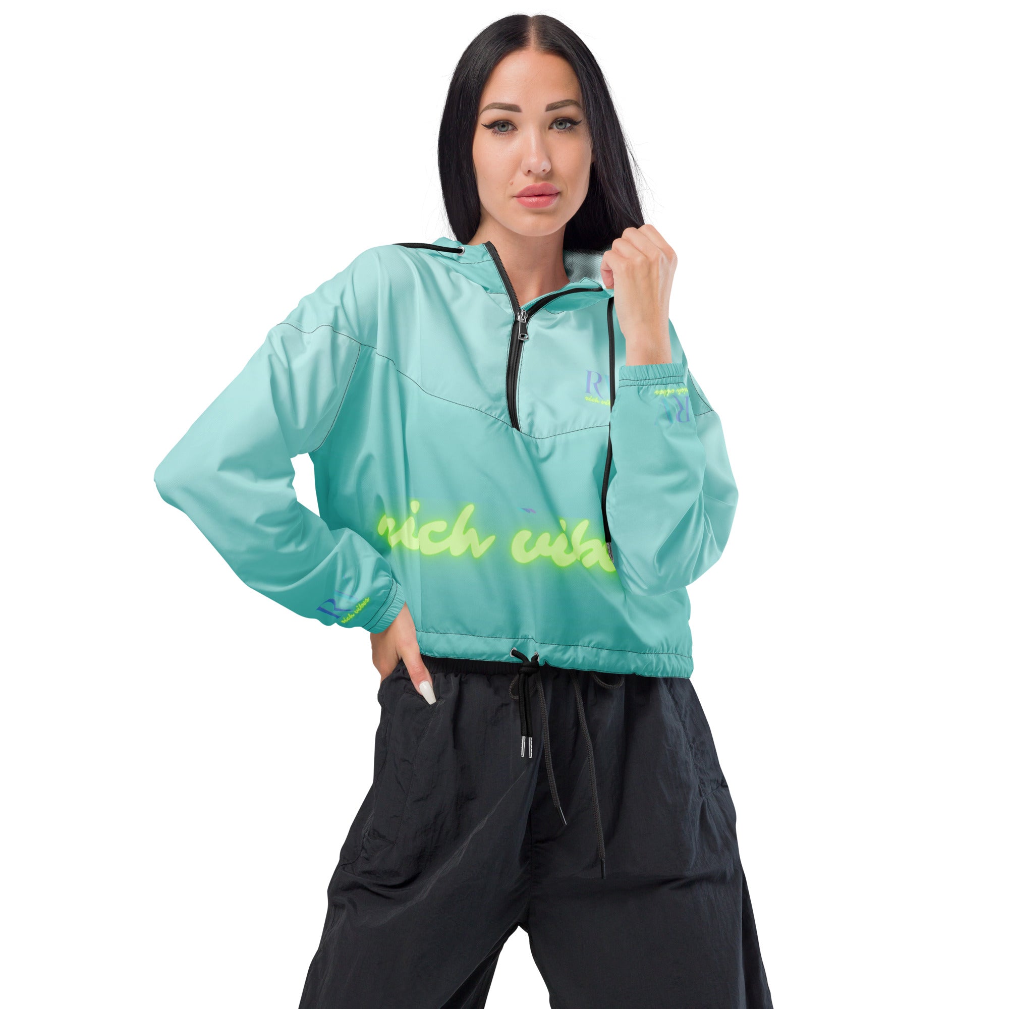 Rich Vibes Volt RV Aqua Green - Women’s cropped windbreaker