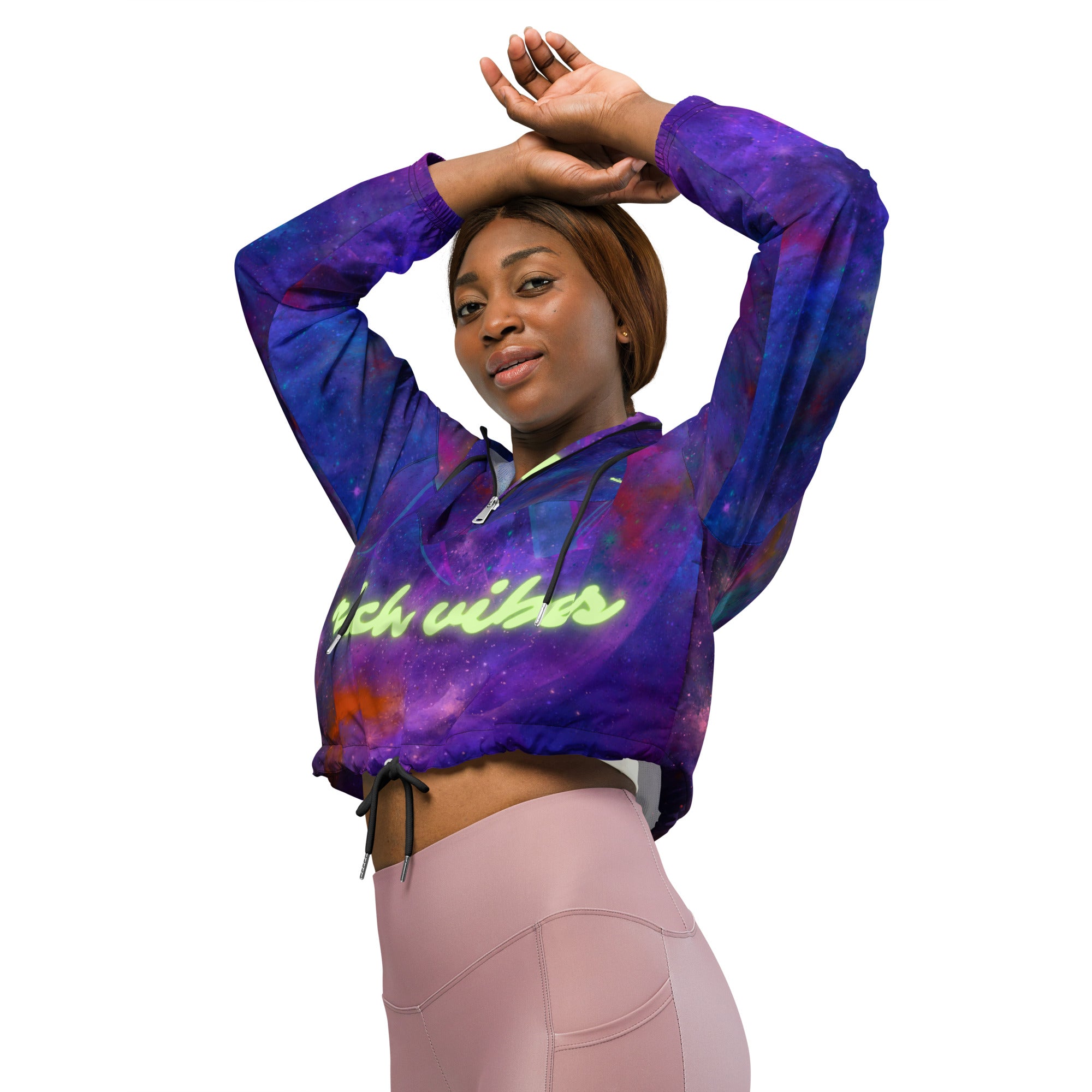 Rich Vibes Volt RV Purple Galaxy - Women’s cropped windbreaker